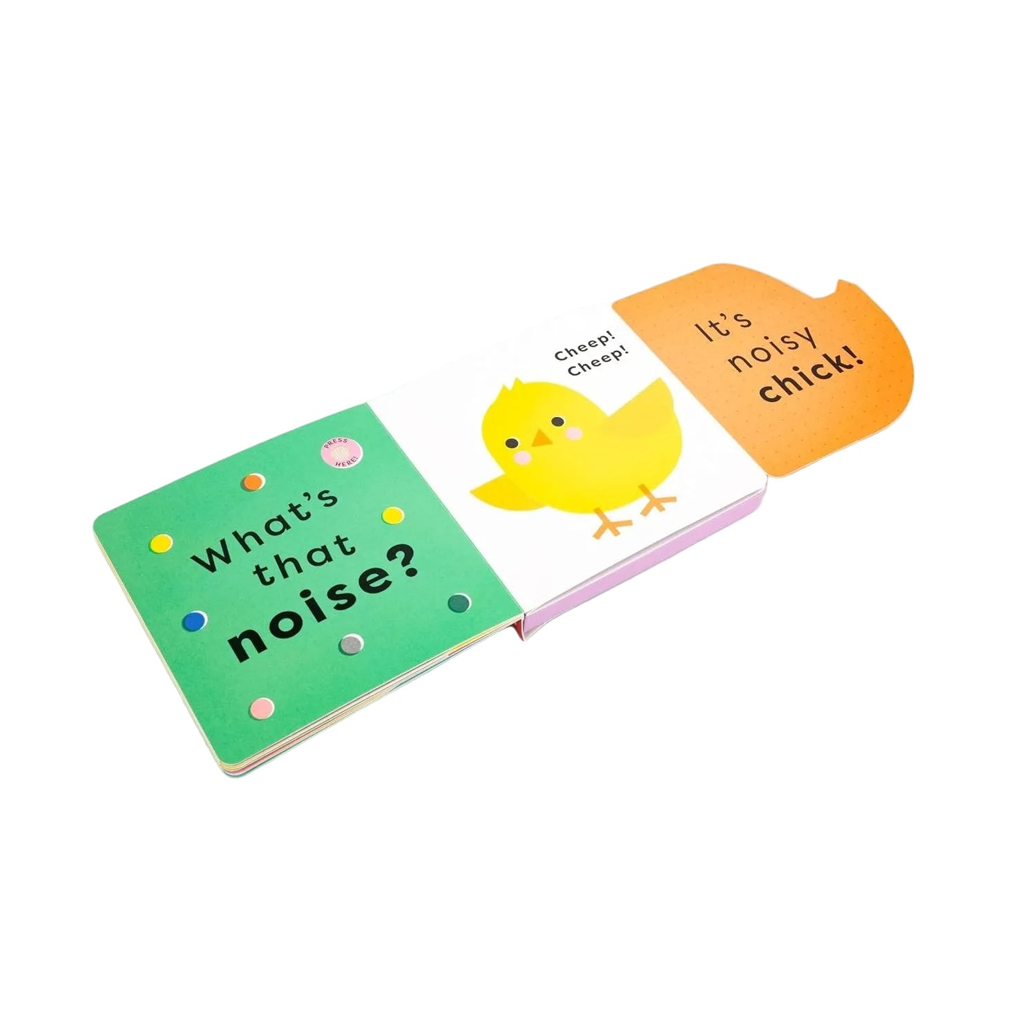 Children's book with a yellow chick illustration and text on a white background