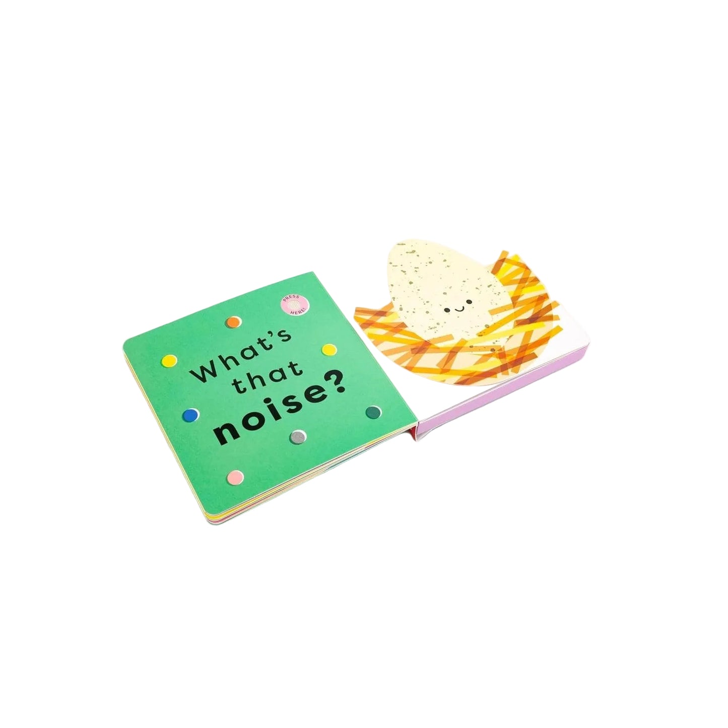 Children's book titled 'What's that noise?' with a cartoon shell on a white background