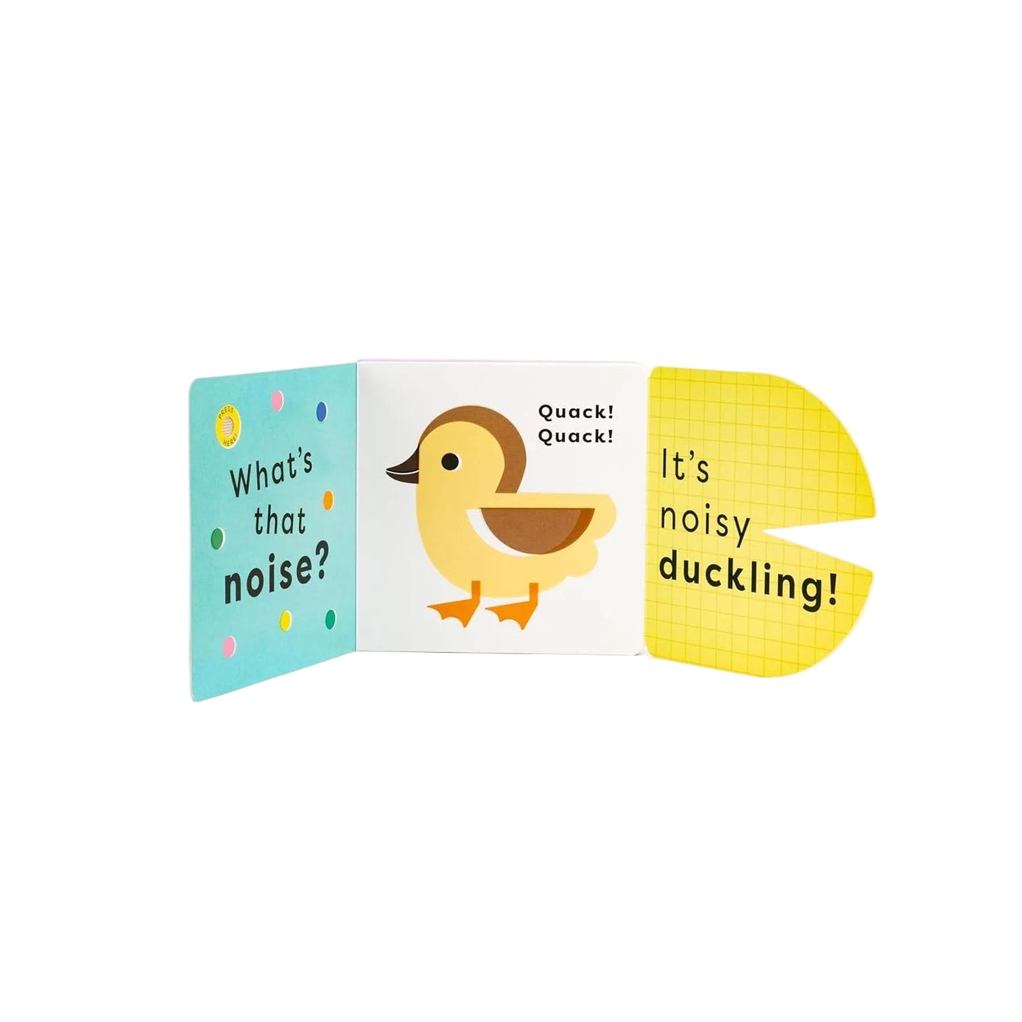 Children's book with a duck illustration on a white background
