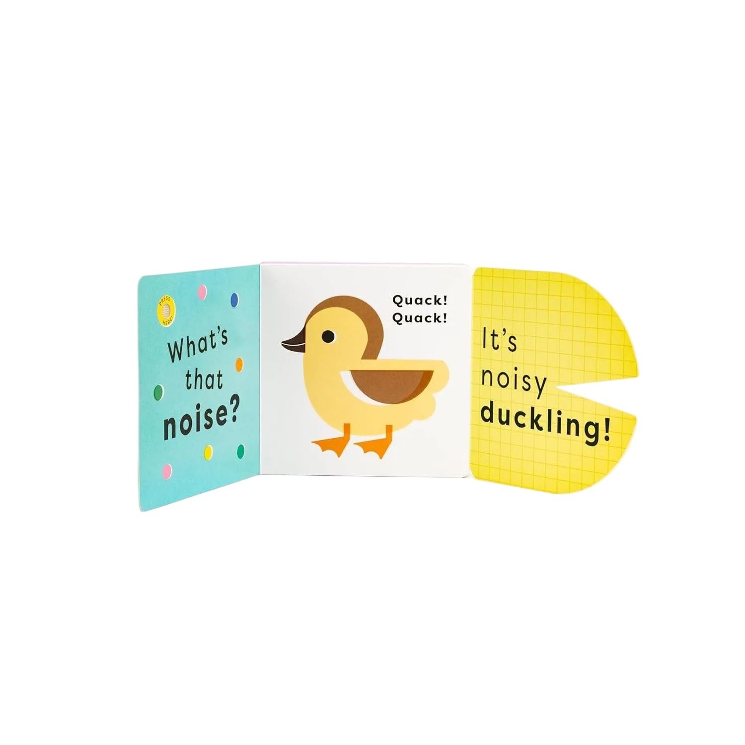 Children's book with a duck illustration on a white background