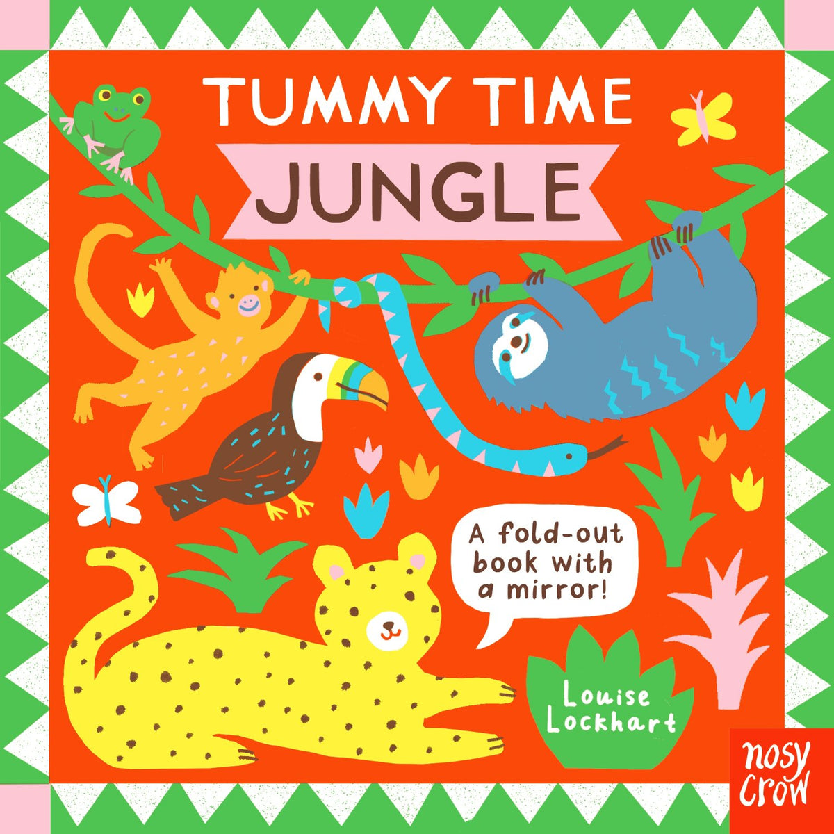 Children's board book cover: 'Tummy Time: Jungle' by Louise Lockhart