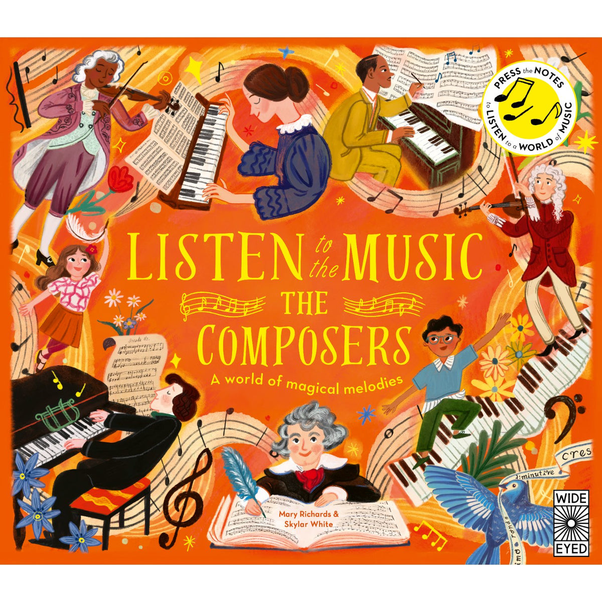 Preschool novelty book cover: 'Listen to the Music: The Composers' by Mary Richards and Skylar White