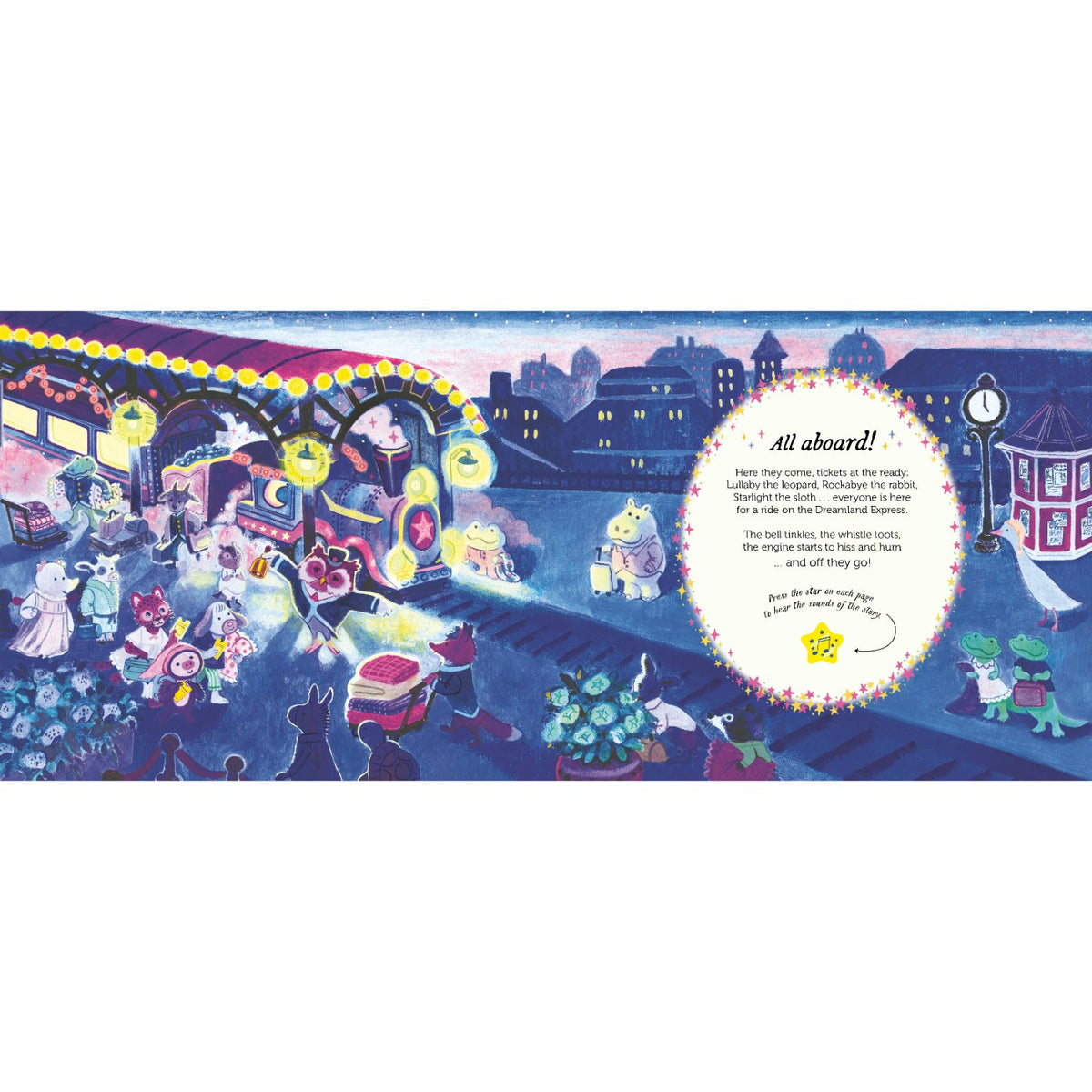 Sample pages (2) from 'Sleepy Soundbook: The Magic Bedtime Train Ride' by Lauren Degraaf - preschool hardcover