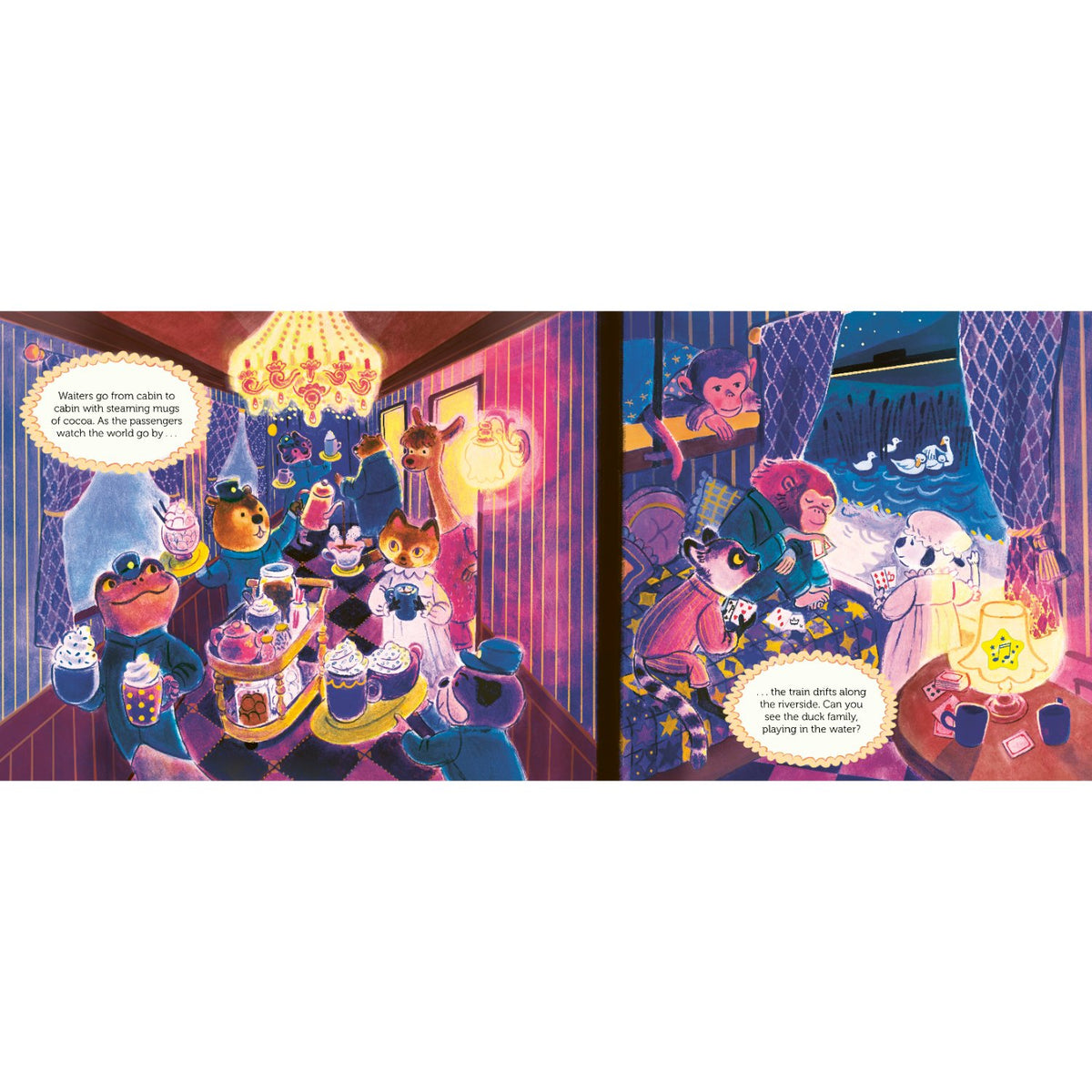 Sample pages (4) from 'Sleepy Soundbook: The Magic Bedtime Train Ride' by Lauren Degraaf - preschool hardcover