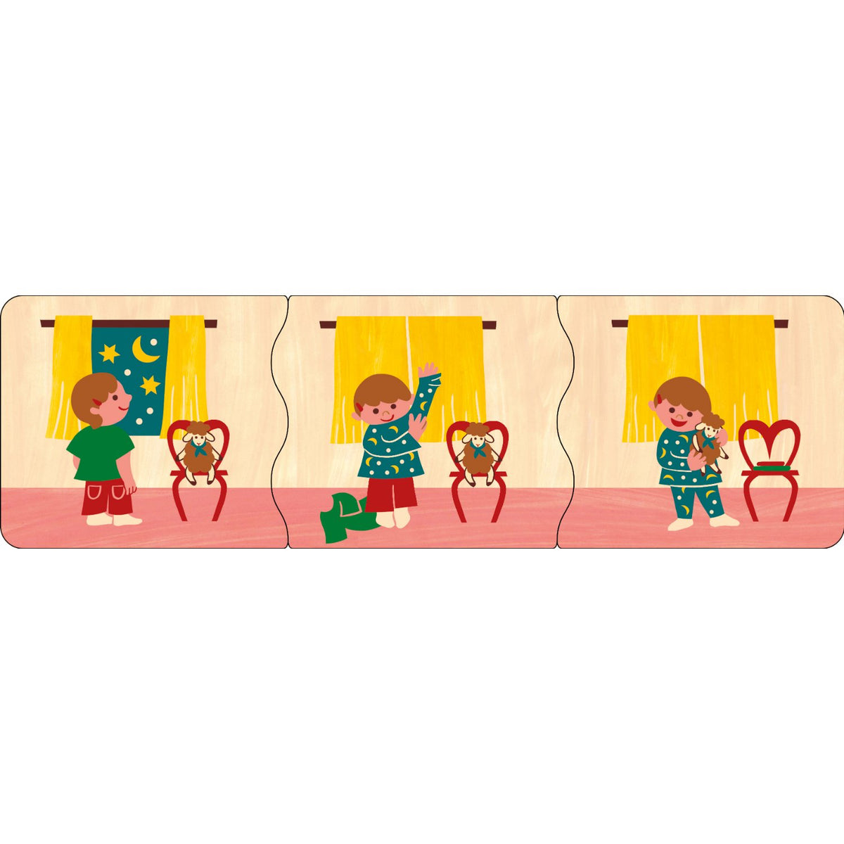 Sample pages (3) from 'Ready for Bed' by Carole Aufranc - toddler cards