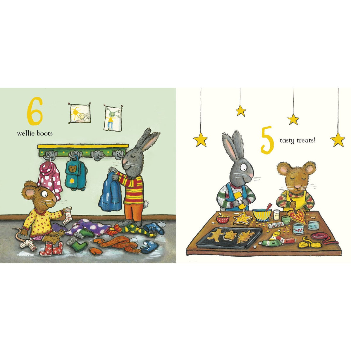 Sample pages (2) from 'Pip and Posy: The 12 Days of Christmas' by Jennifer Renn and Axel Scheffler - toddler board book