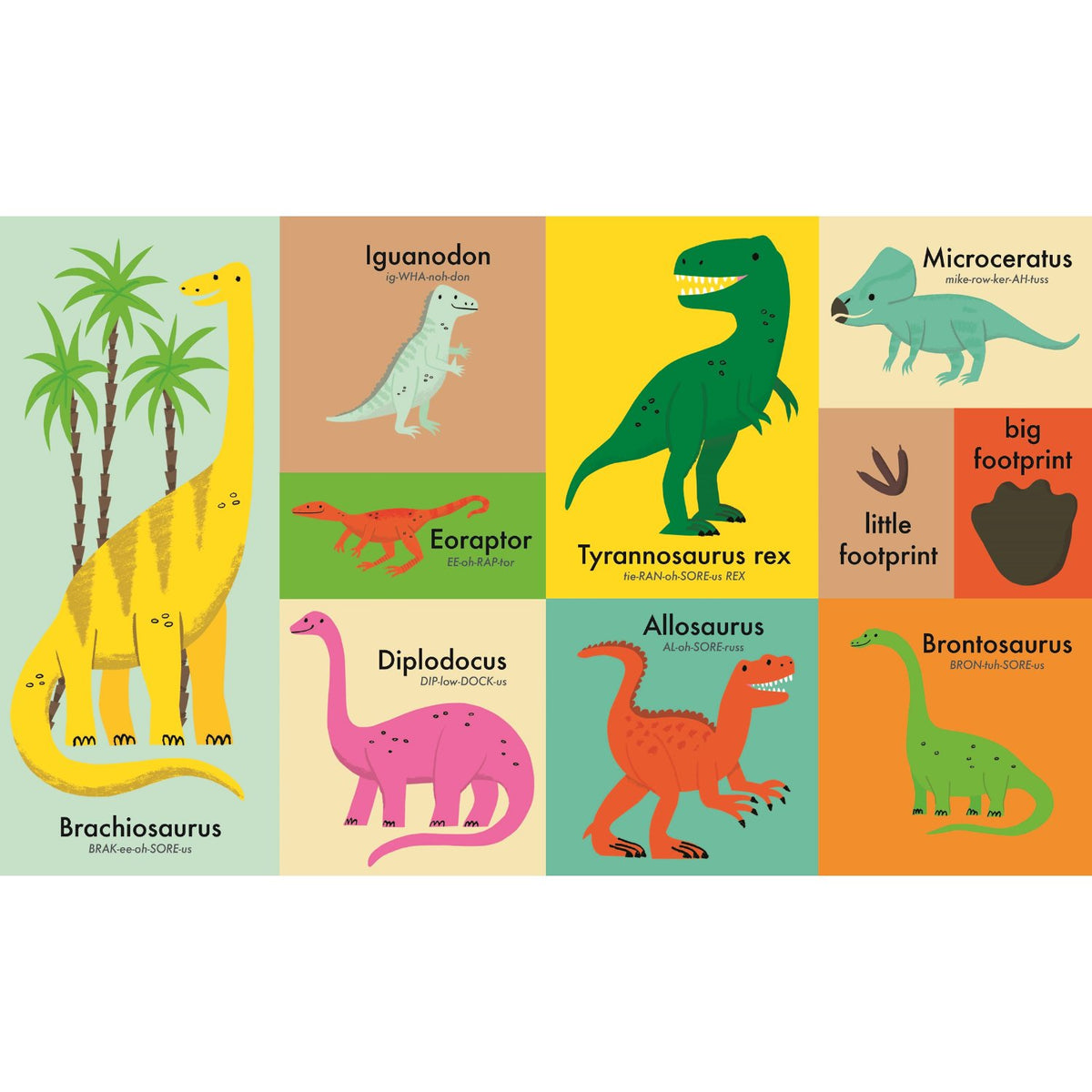 Sample pages (3) from '100 First Words: Dinosaurs' by Edward Underwood - toddler board book