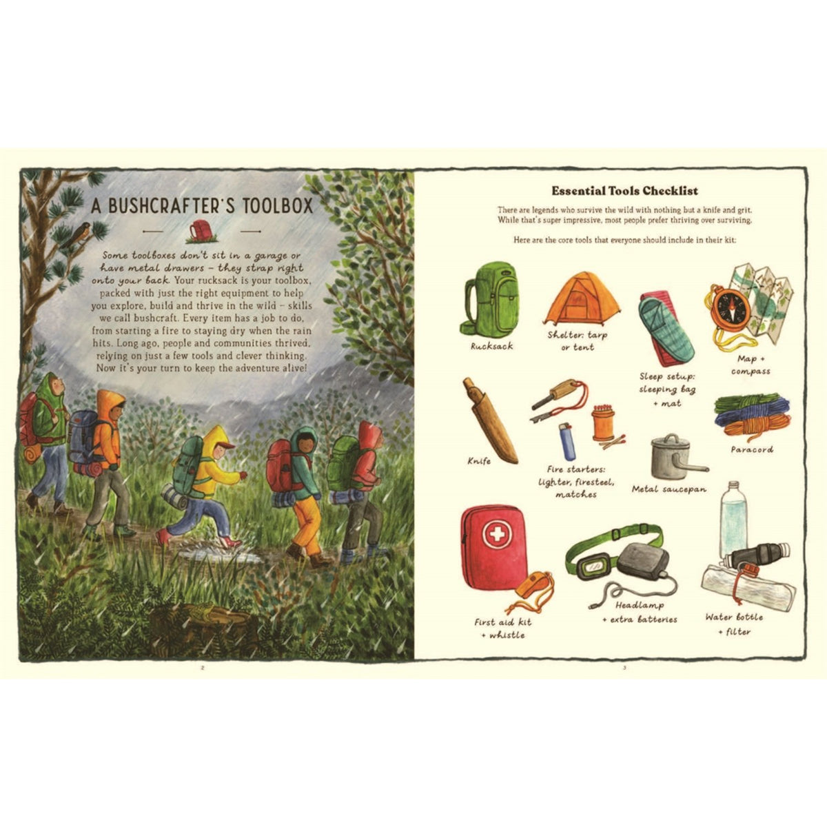Sample pages (4) from 'Handbook of Forgotten Skills… Outdoors' by Iron Tazz and Deborah Hocking - children's hardcover