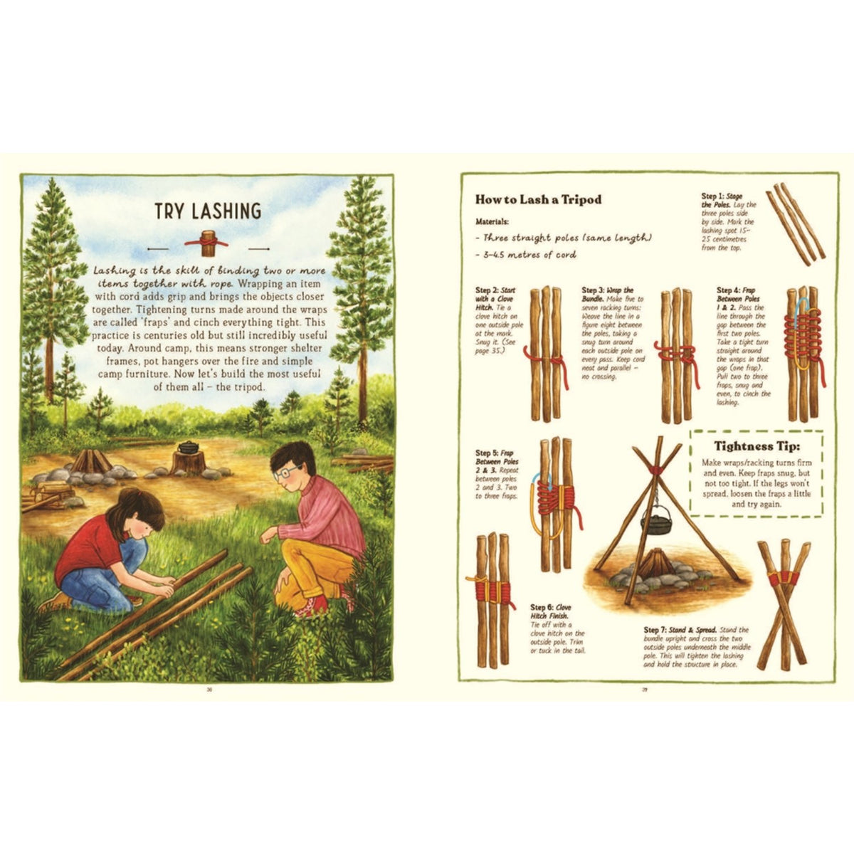 Sample pages (12) from 'Handbook of Forgotten Skills… Outdoors' by Iron Tazz and Deborah Hocking - children's hardcover