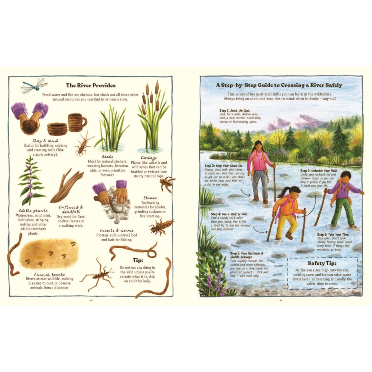 Sample pages (14) from 'Handbook of Forgotten Skills… Outdoors' by Iron Tazz and Deborah Hocking - children's hardcover