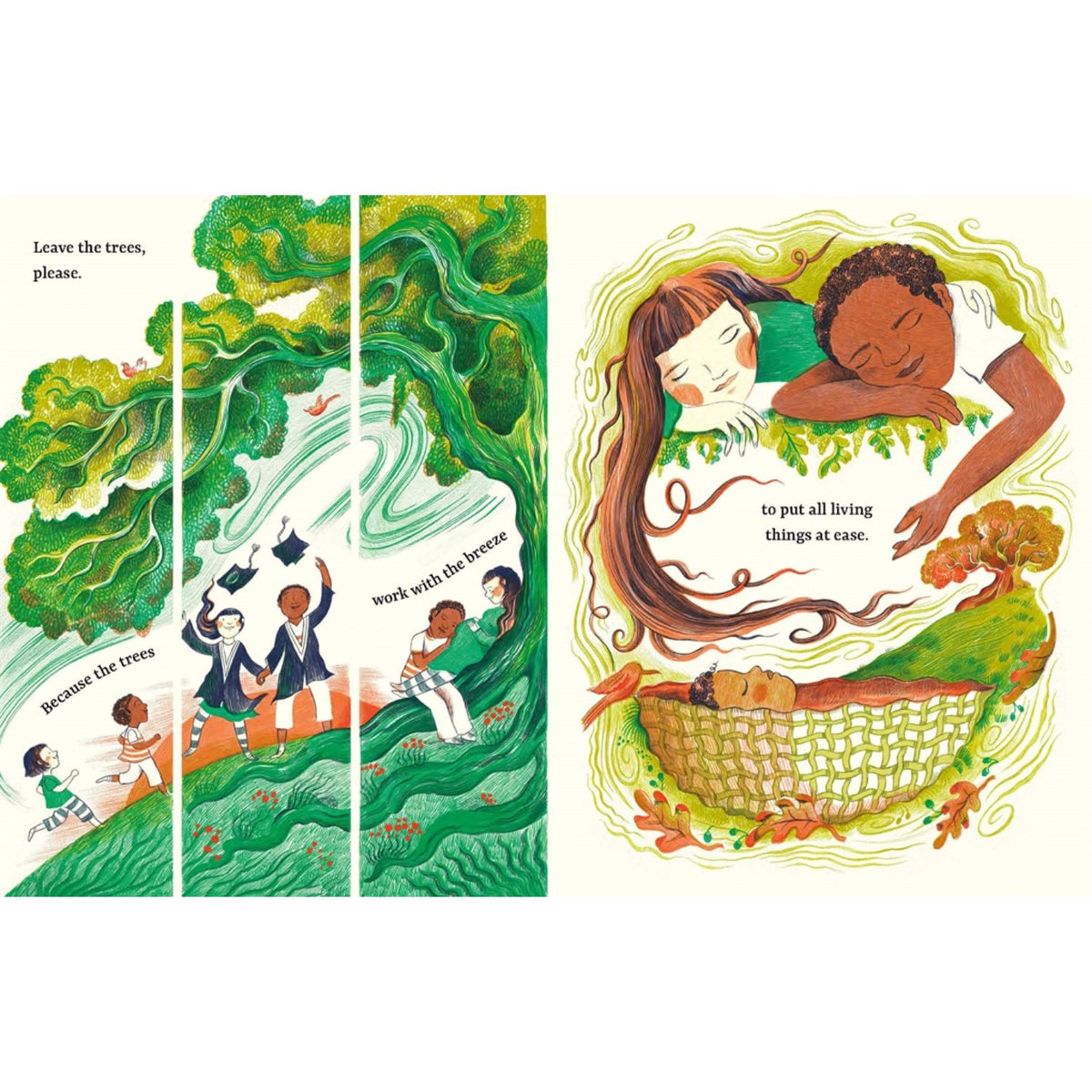 Sample pages (7) from 'Leave the Trees, Please - Highly …' by Benjamin Zephaniah and Melissa Castrillón - preschool paperback