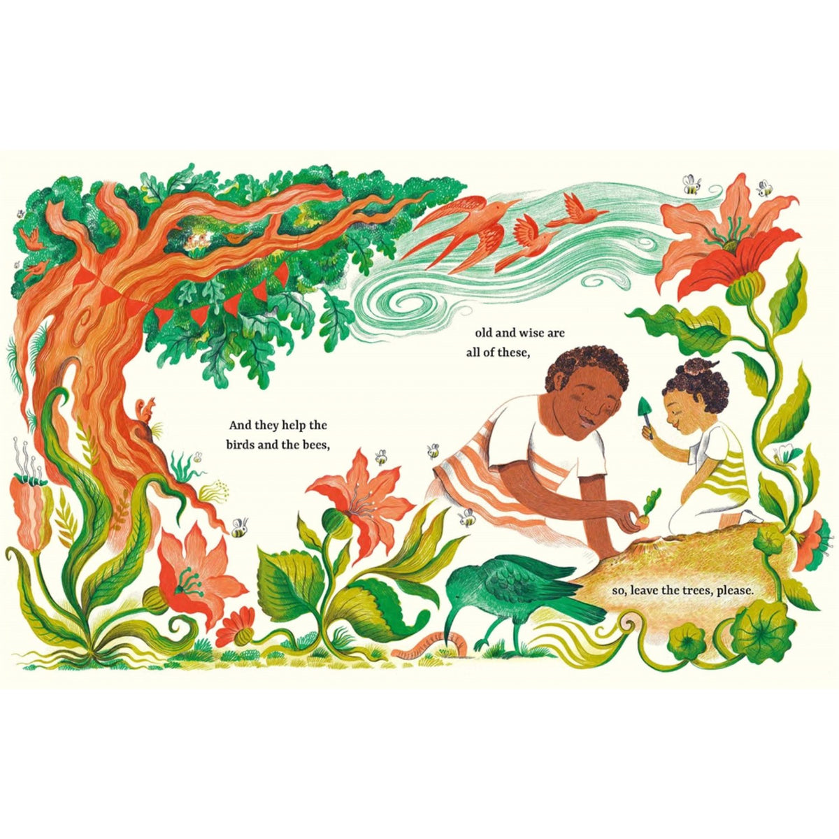 Sample pages (11) from 'Leave the Trees, Please - Highly…' by Benjamin Zephaniah and Melissa Castrillón - preschool paperback