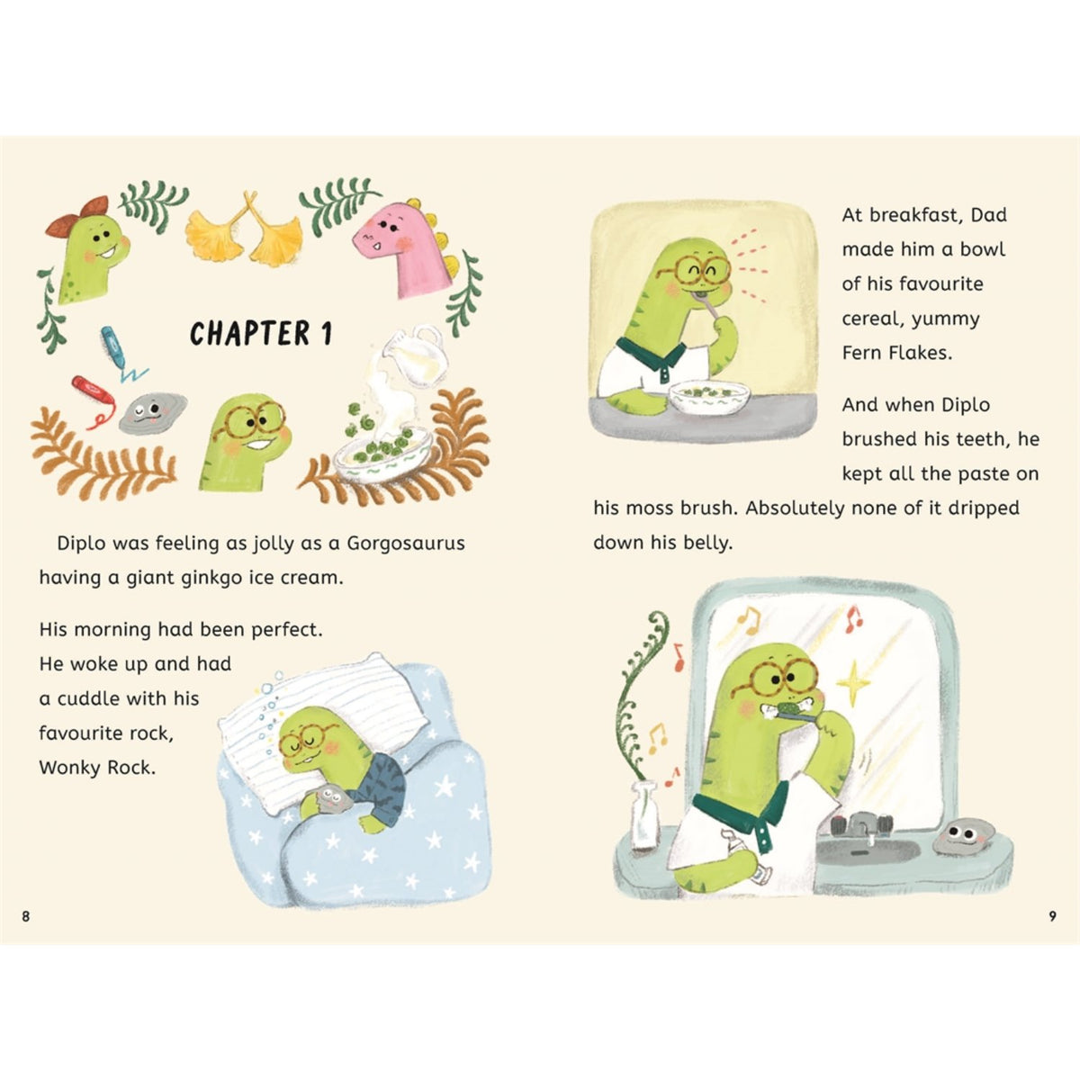 Sample pages (5) from 'Diplo Dinosaur Wants a Roarsome Friend' by Swapna Haddow and Yiting Lee - preschool paperback