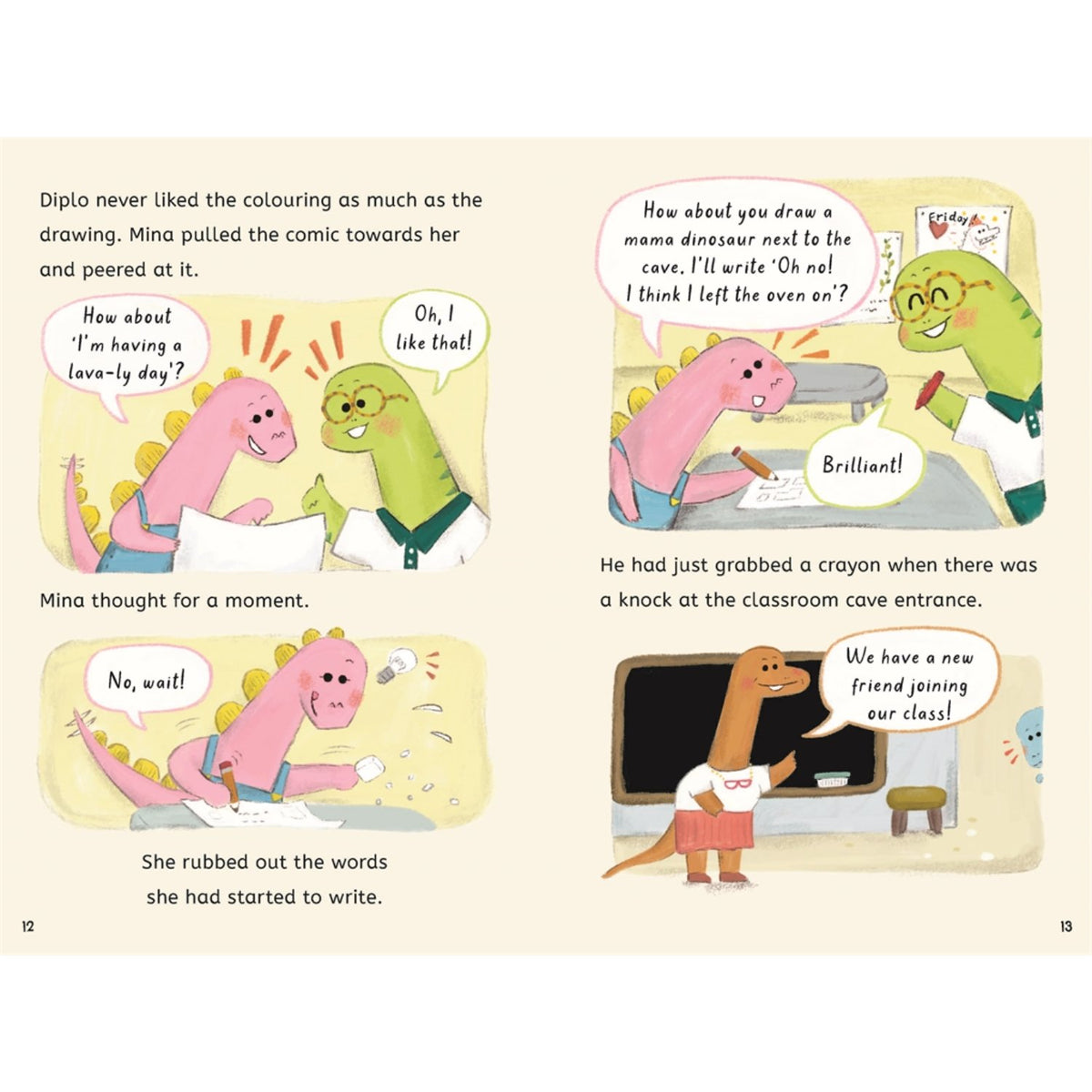 Sample pages (9) from 'Diplo Dinosaur Wants a Roarsome Friend' by Swapna Haddow and Yiting Lee - preschool paperback