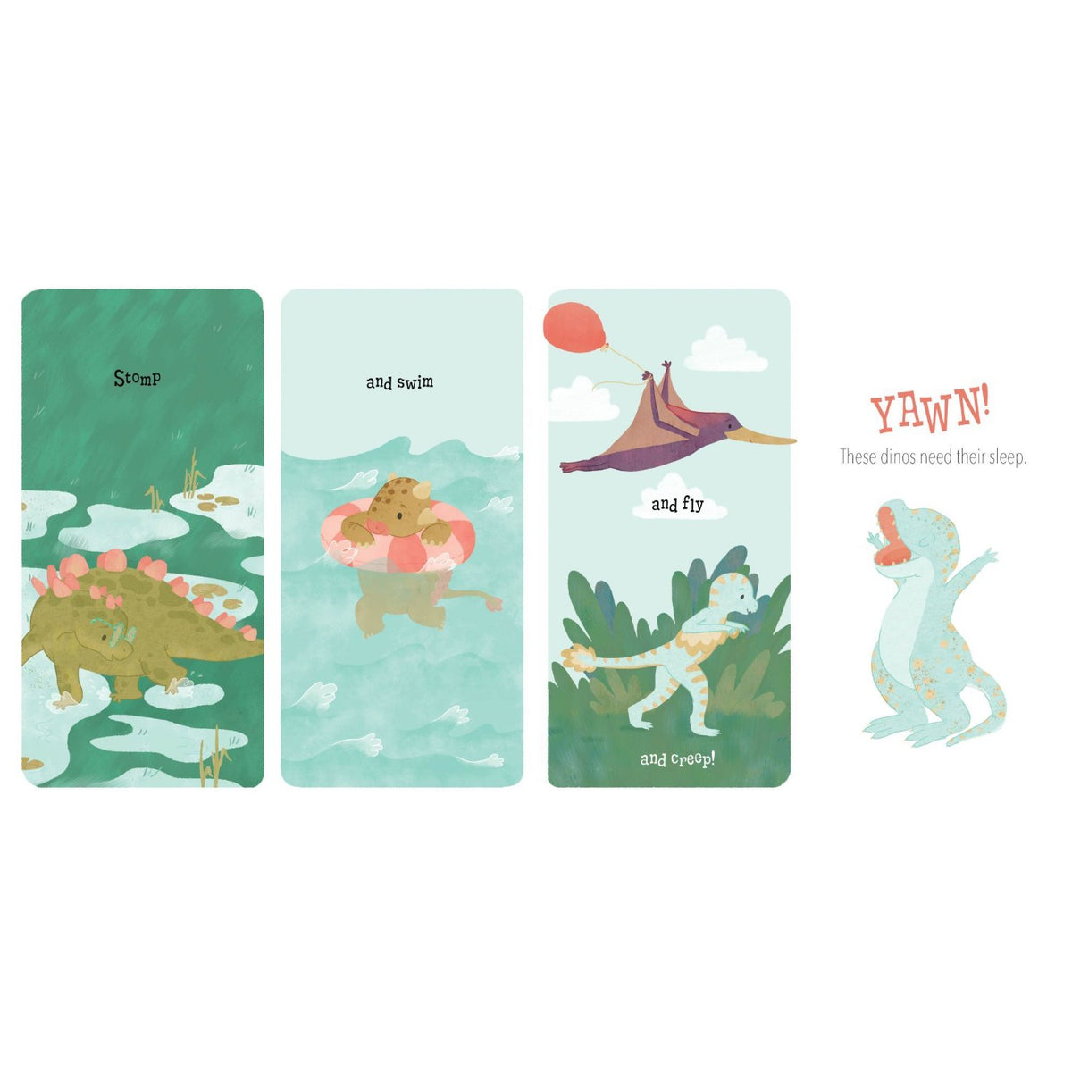Sample pages (4) from 'Nighty Night, Dinos' by Deborah Holt Williams and Anna Doherty - preschool hardcover