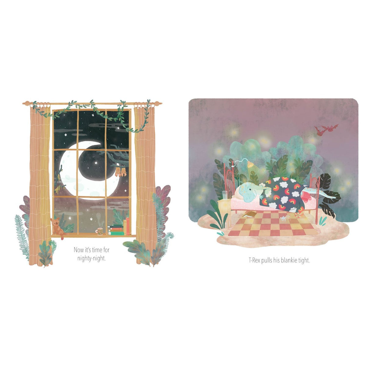 Sample pages (5) from 'Nighty Night, Dinos' by Deborah Holt Williams and Anna Doherty - preschool hardcover