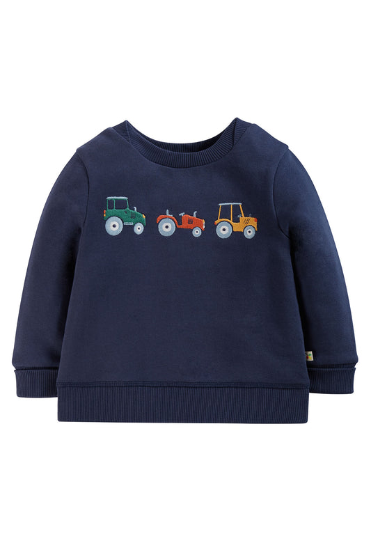Indigo / Tractors | Switch Easy On Jumper | Long Sleeve Top | GOTS Organic Cotton