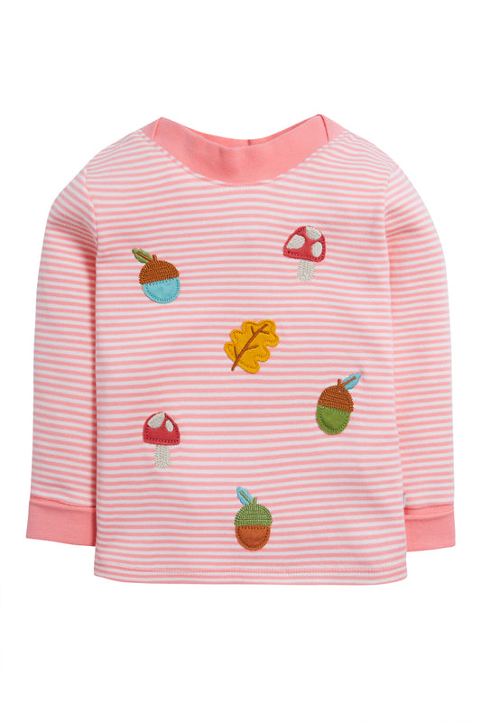 Guava Pink Stripe / Acorns | Easy On Top | Long Sleeve Top | GOTS Organic Cotton