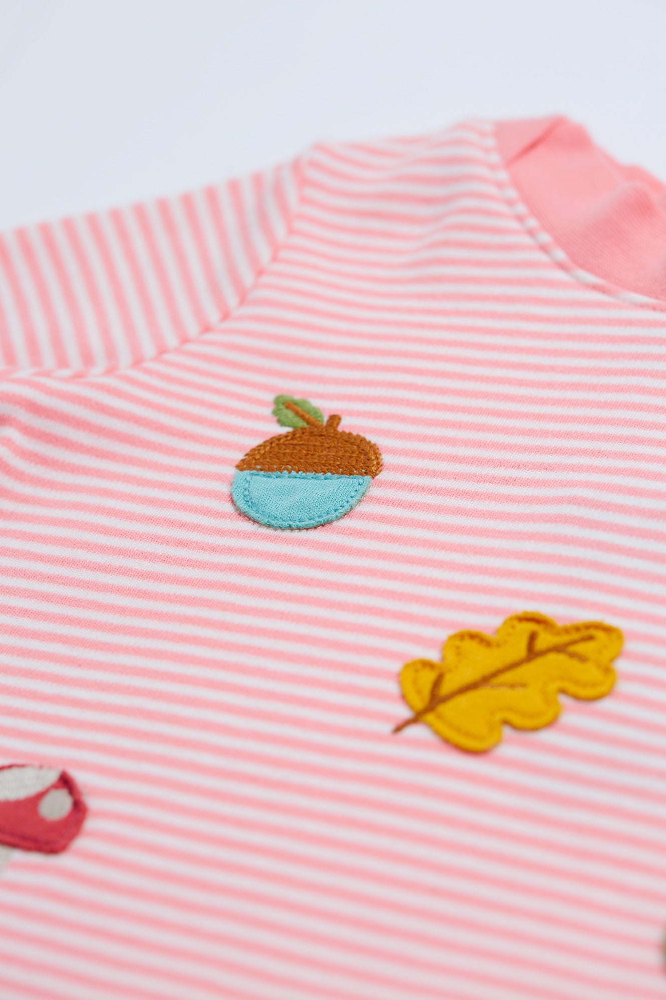 Guava Pink Stripe / Acorns | Easy On Top | Long Sleeve Top | GOTS Organic Cotton