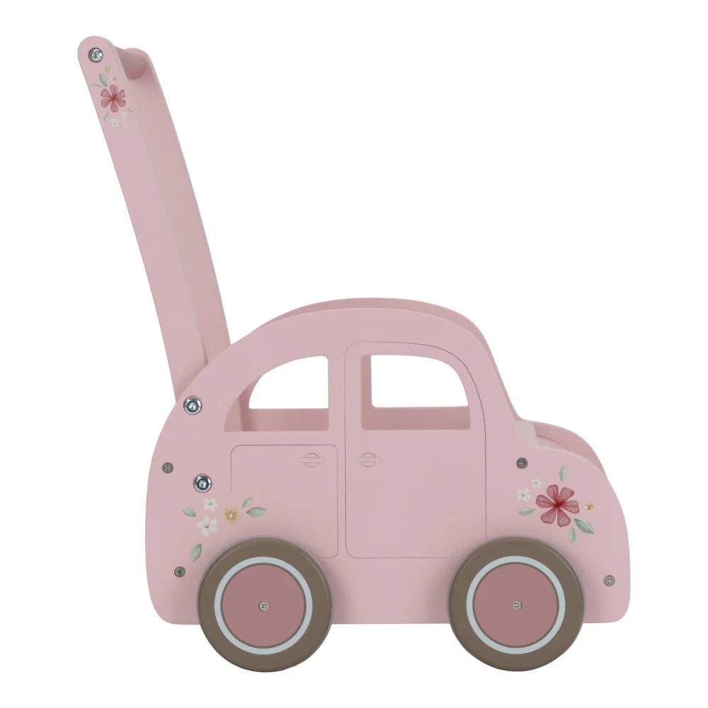 Baby Walker Pink | Wooden Push Along Trolley | Wooden Toddler Activity Toy