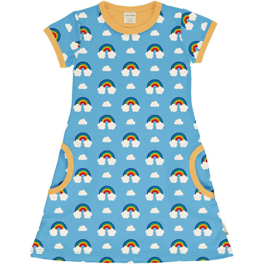 Maxomorra Rainbow Short Sleeve Dress | Swedish Vibes Collection | GOTS Organic Cotton | Front | BeoVERDE Ireland