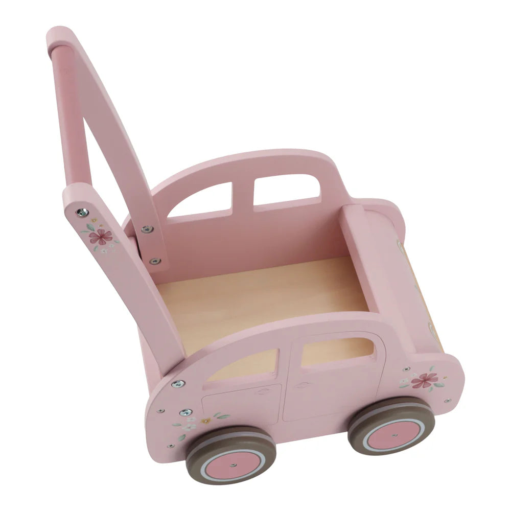 Baby Walker Pink | Wooden Push Along Trolley | Wooden Toddler Activity Toy