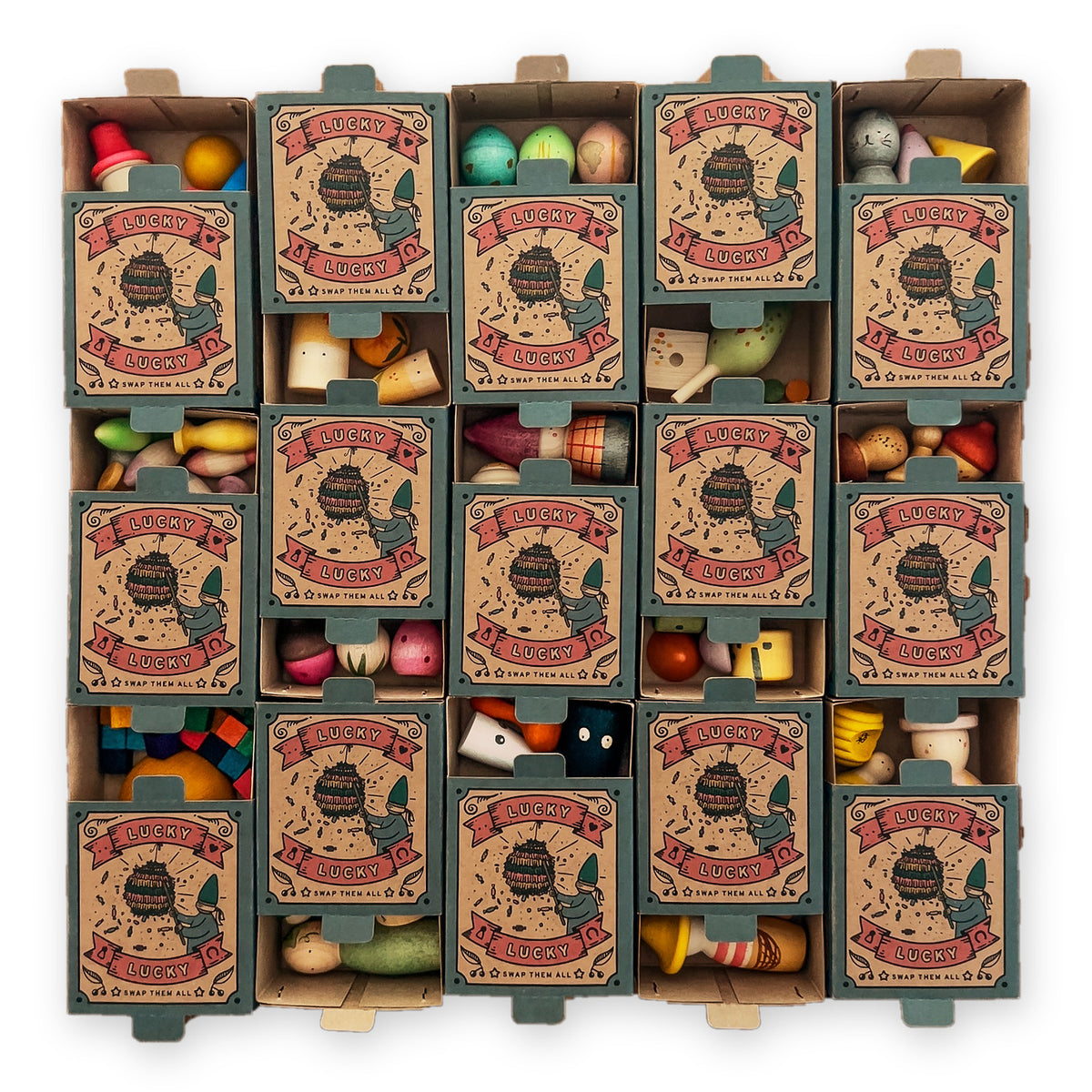 Lucky Lucky Surprise Box - 5th Edition | Hand-Crafted Wooden Mini Toy Playset