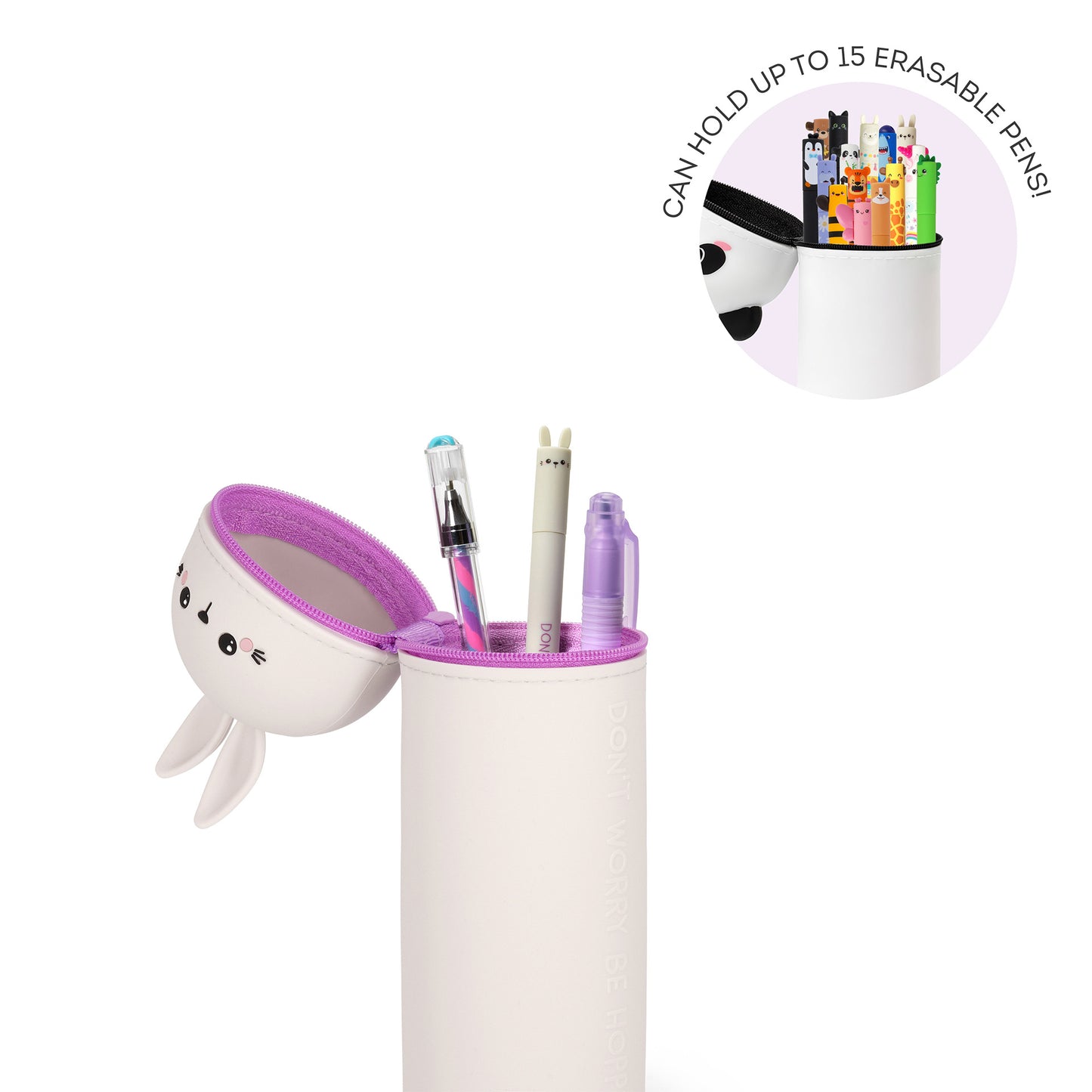 Bunny "Don't Worry Be Hoppy" | 2-In-1 Silicone Pencil Case