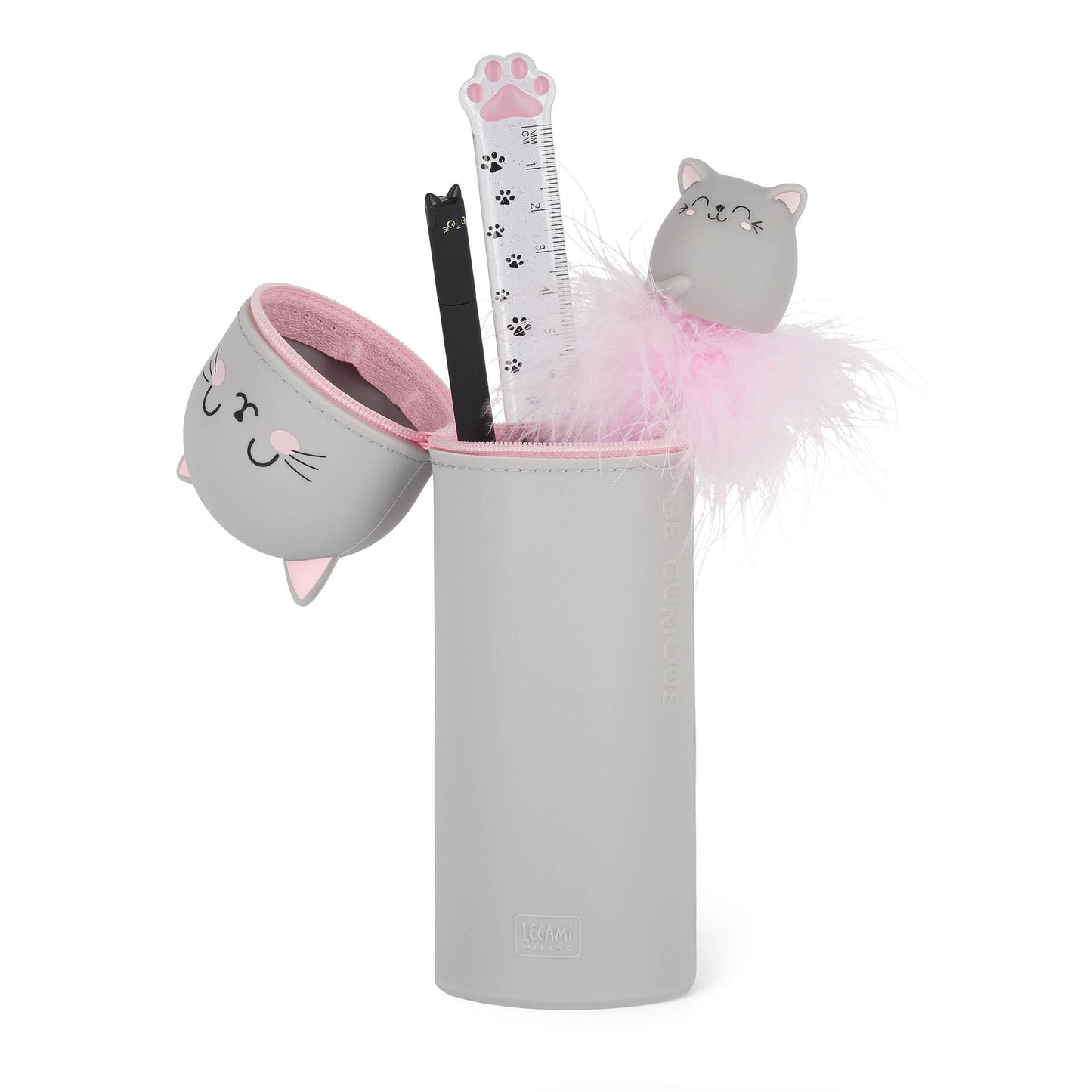Kitty "Be Curious" | 2-In-1 Silicone Pencil Case