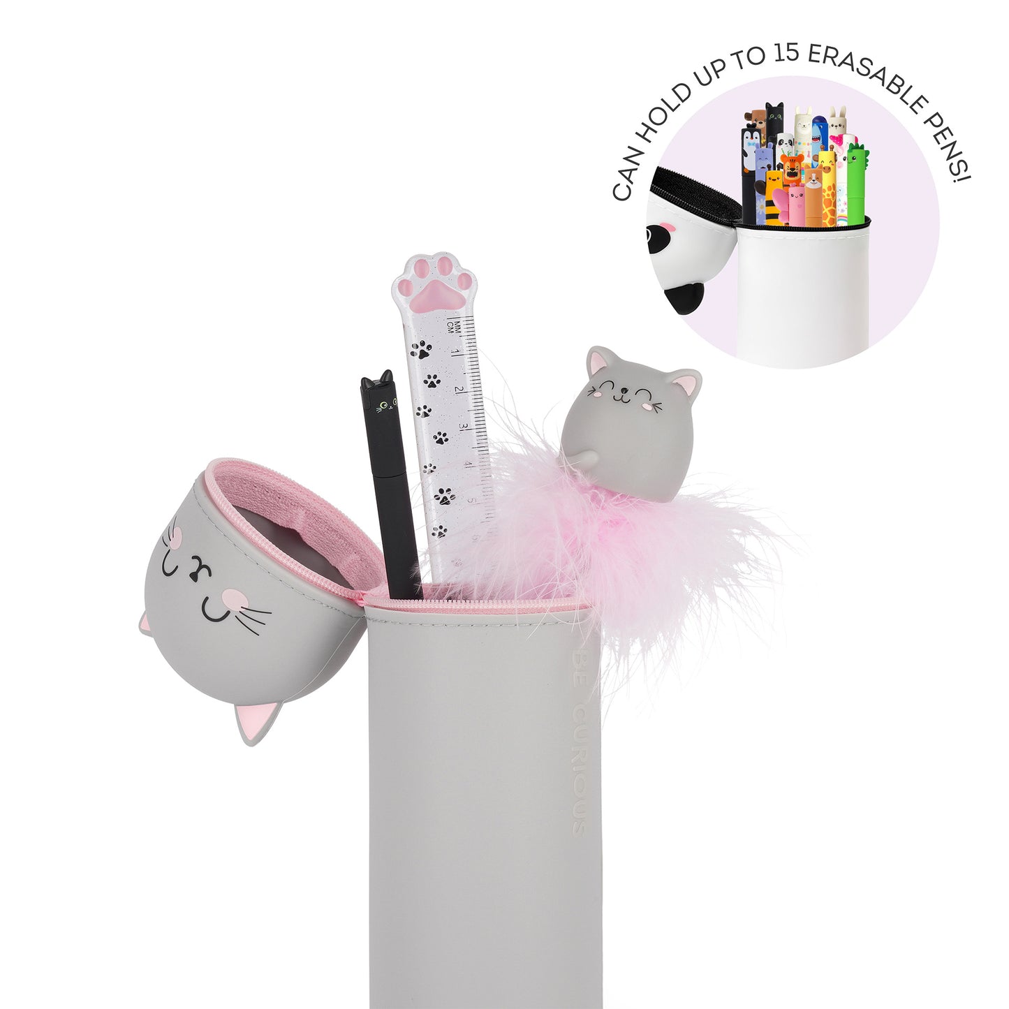 Kitty "Be Curious" | 2-In-1 Silicone Pencil Case