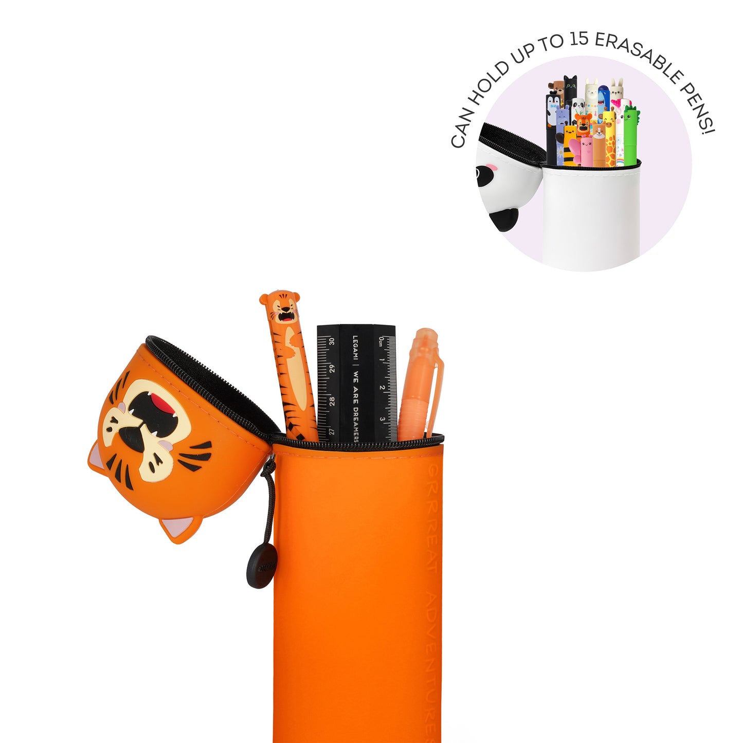 Tiger "Grrreat Adventures" | 2-In-1 Silicone Pencil Case