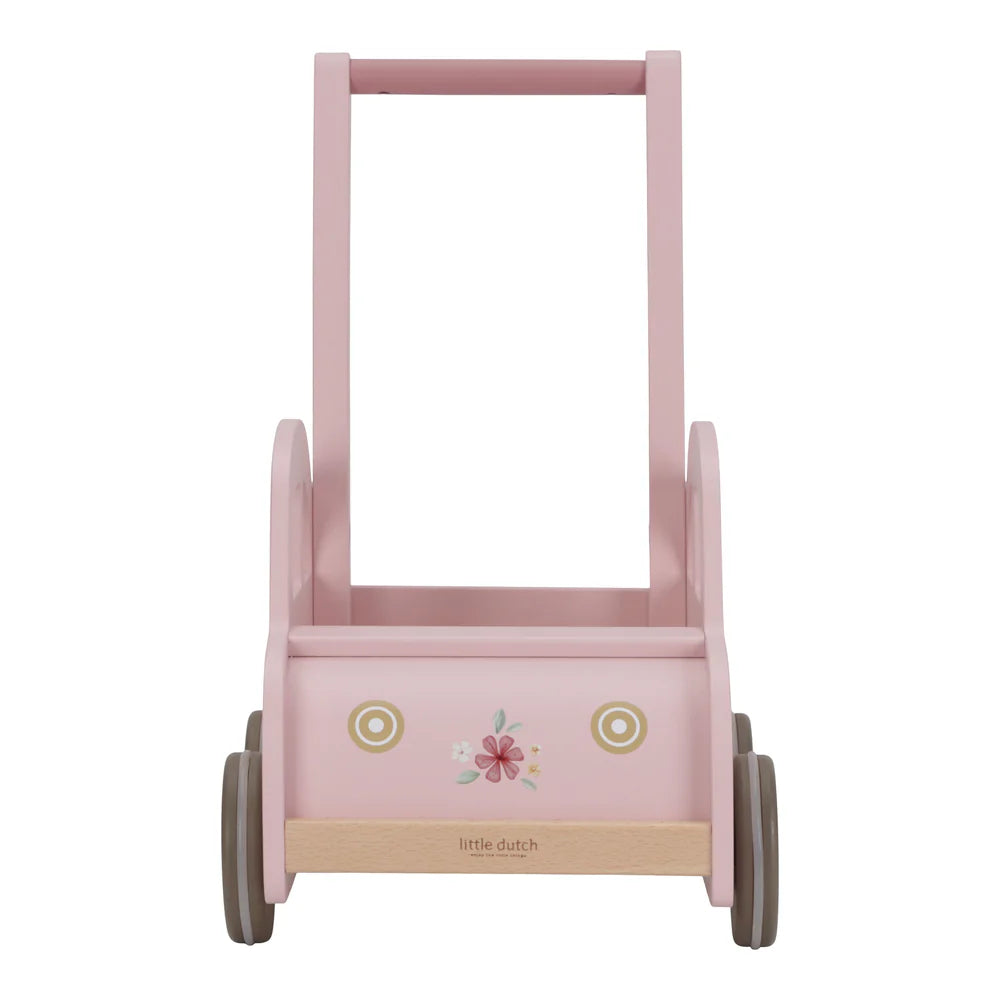 Baby Walker Pink | Wooden Push Along Trolley | Wooden Toddler Activity Toy