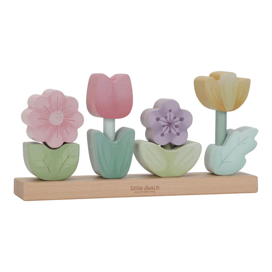 Flowers Stacker Fairy Garden | Wooden Toy for Creative Play & Nursery Decor