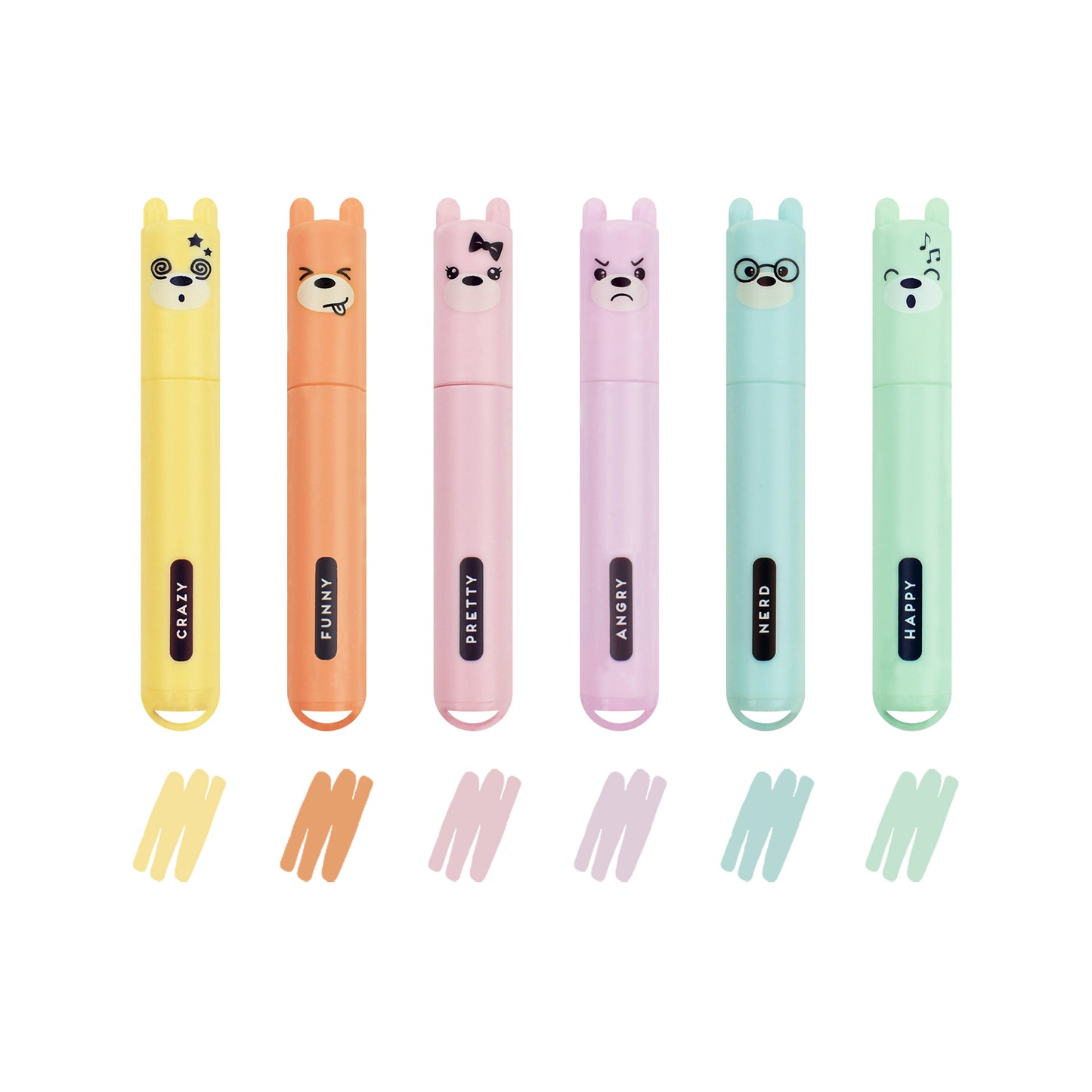 6 Pastel Mini Highlighters | Teddy's Style | Highlighter Set