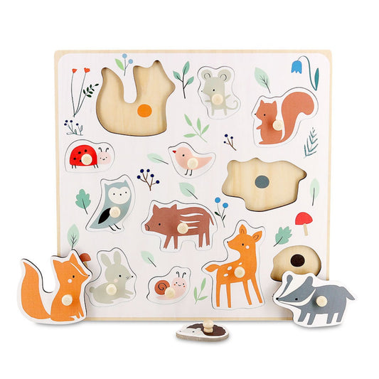 Forest Animals Peg Puzzle | Designed by Sarah Betz | Wooden Toddler Activity Toy
