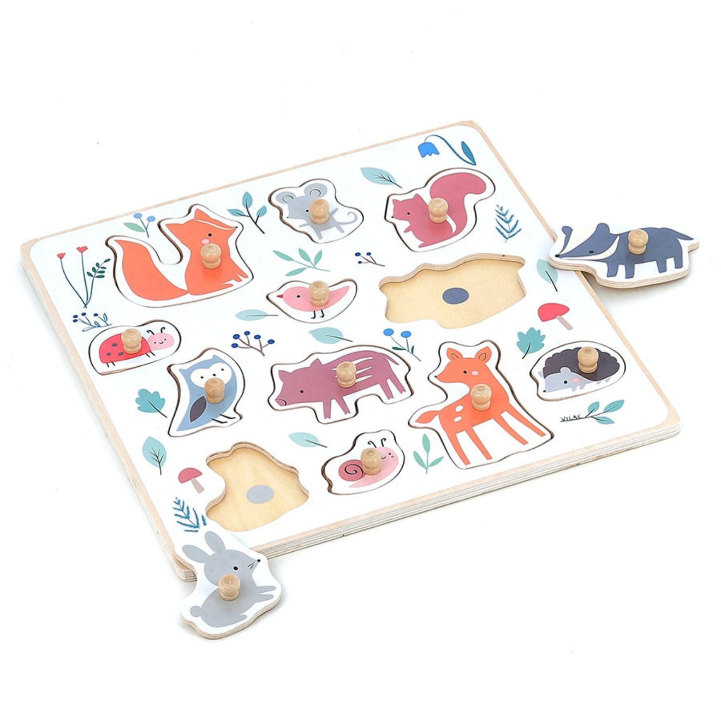 Forest Animals Peg Puzzle | Designed by Sarah Betz | Wooden Toddler Activity Toy