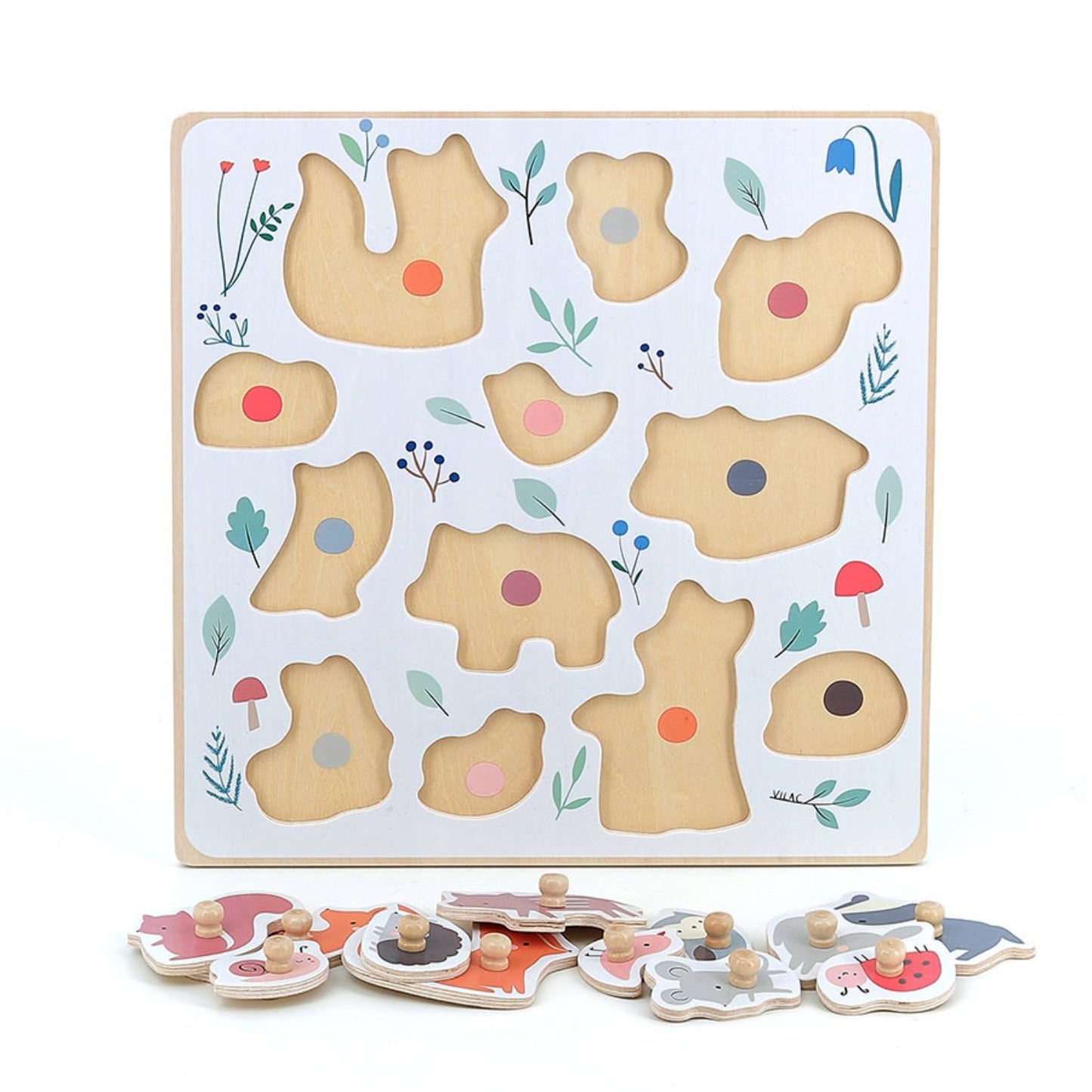 Forest Animals Peg Puzzle | Designed by Sarah Betz | Wooden Toddler Activity Toy