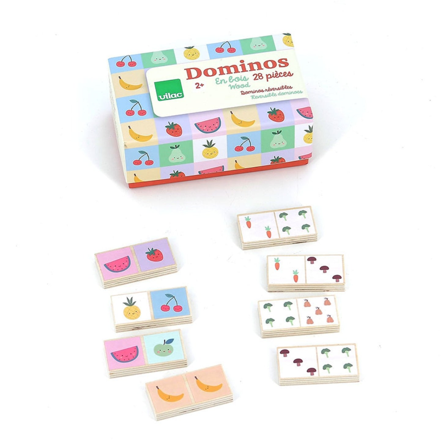 Fruit & Vegetable Dominoes | Designed by Sarah Betz | Educational Wooden Toy