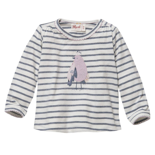 Bird Applique | Striped | Long Sleeve Kids Top | GOTS Organic Cotton