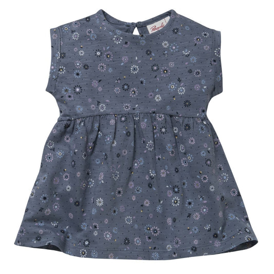 Little Flowers | Ocean Blue | Short Sleeve Dress | GOTS Organic Cotton