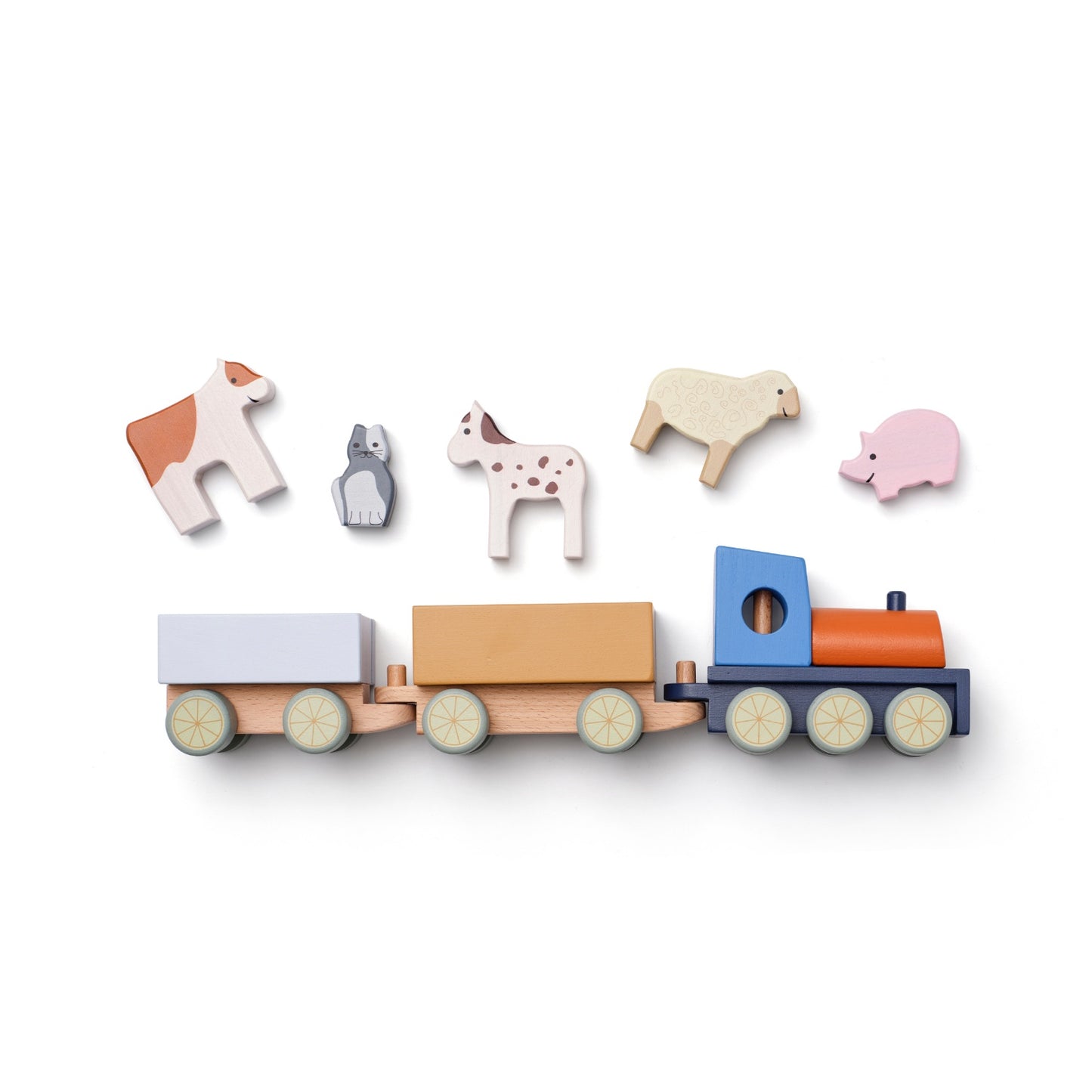 Farm Animal Wood Train | Wooden Toddler Activity Toy