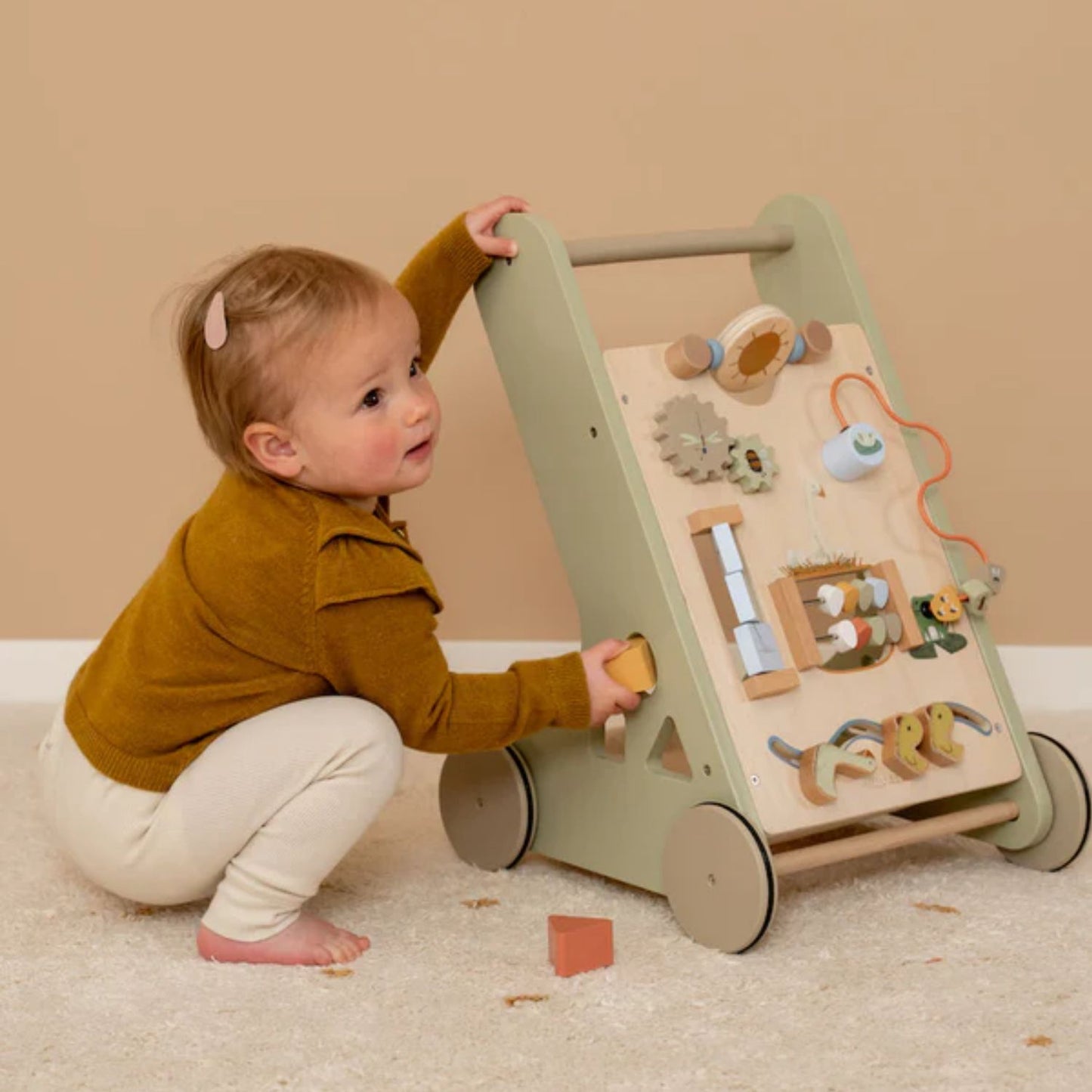 Little Goose Baby Walker | Wooden Push Along Trolley | Wooden Toddler Activity Toy