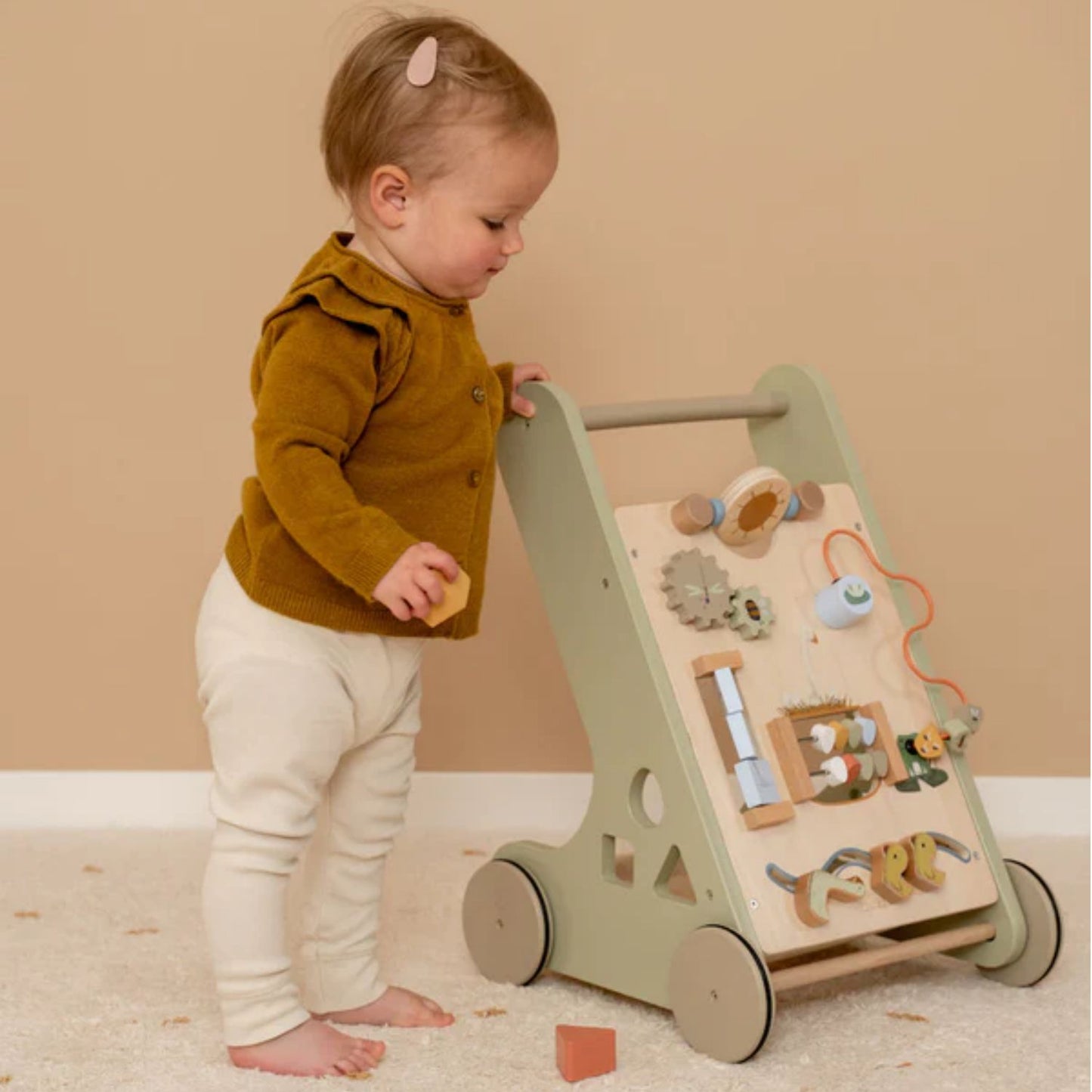 Little Goose Baby Walker | Wooden Push Along Trolley | Wooden Toddler Activity Toy