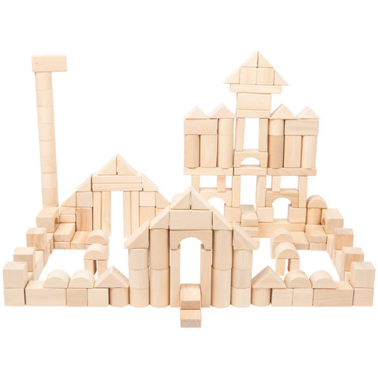 Natural Wooden Building Blocks In A Bag | 200 Classic Wooden Blocks | Develops Fine-Motor Skills
