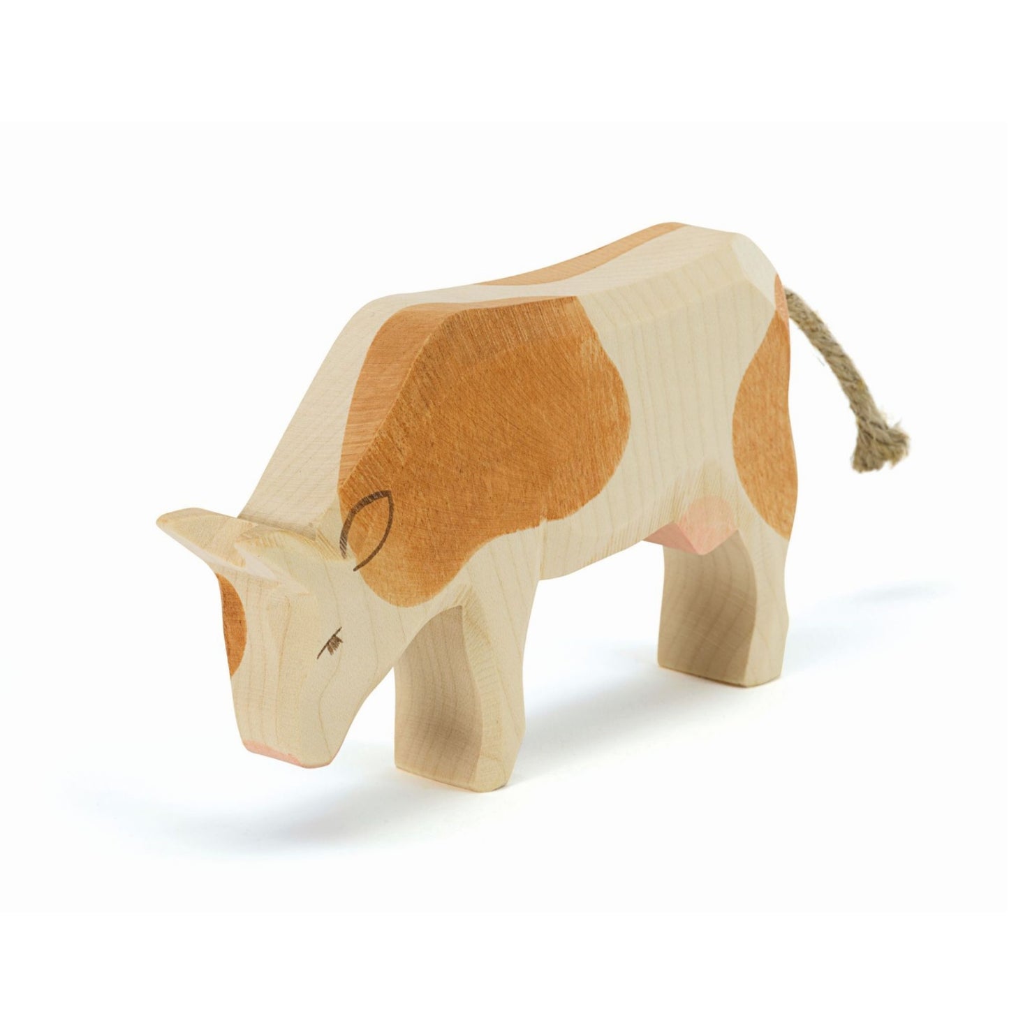 Brown Cow, Eating | Farm Animal Figure | Wooden Toys for Kids
