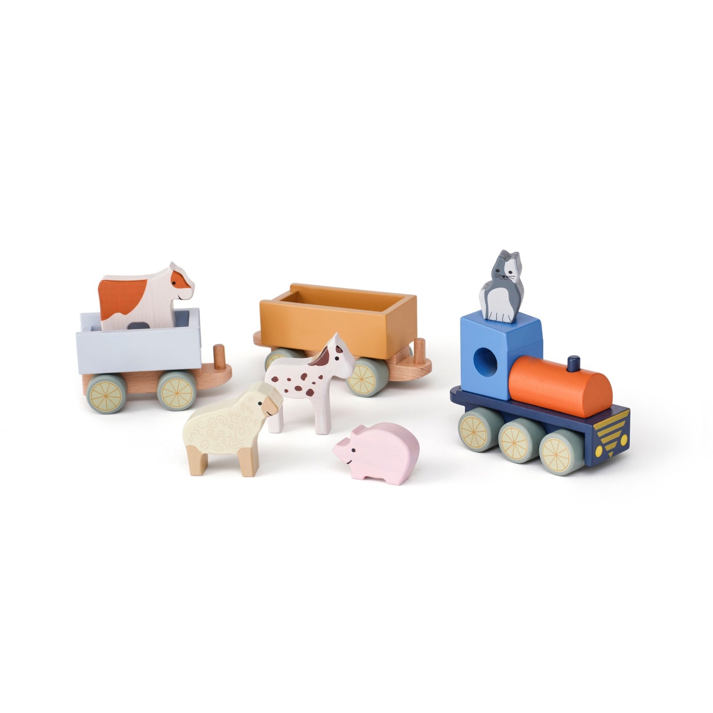Farm Animal Wood Train | Wooden Toddler Activity Toy