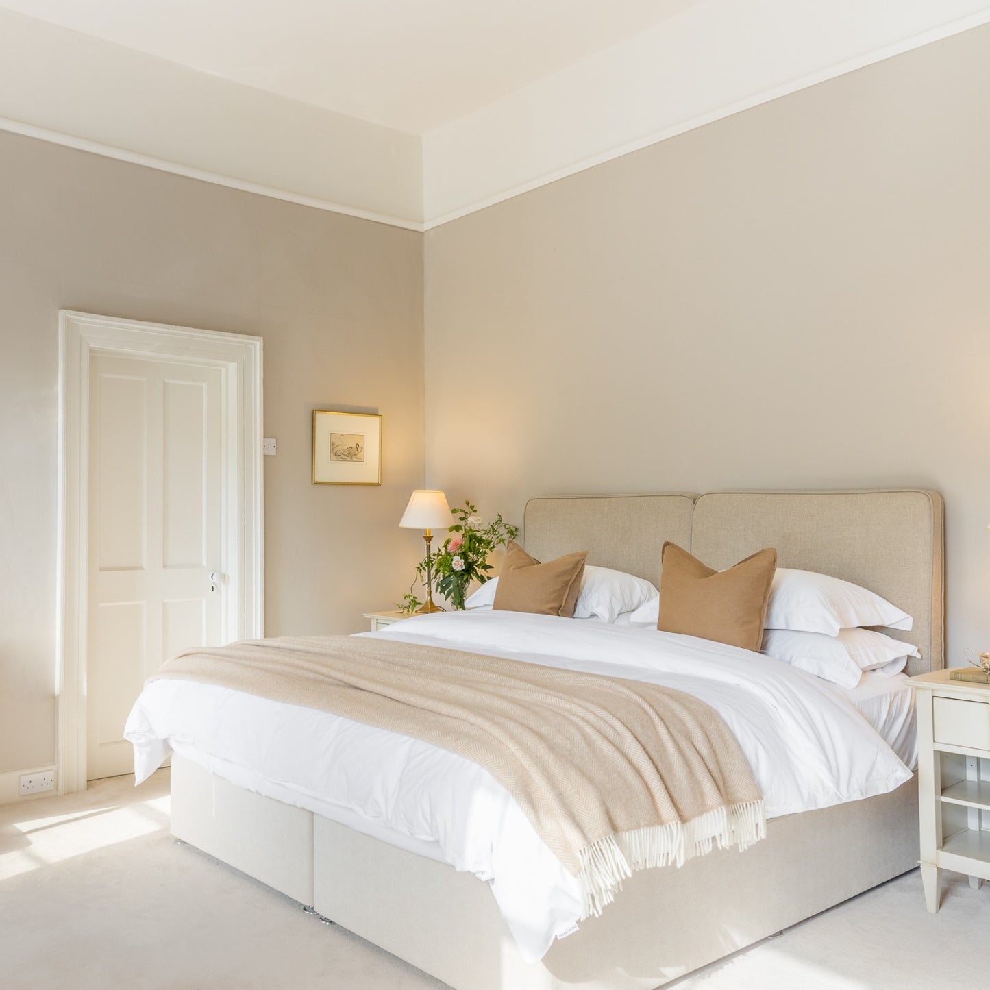 Beige Herringbone Pattern | Cashmere Throw Blanket | Made in Nenagh, Co. Tipperary