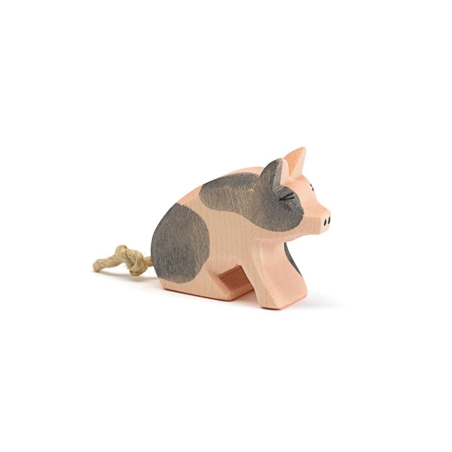 Spotted Piglet, Sitting | Farm Animal Figure | Wooden Toys for Kids