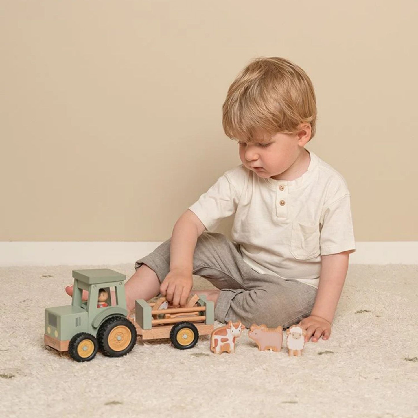 Tractor with Trailer | Wooden Toy Set for Imaginative Play