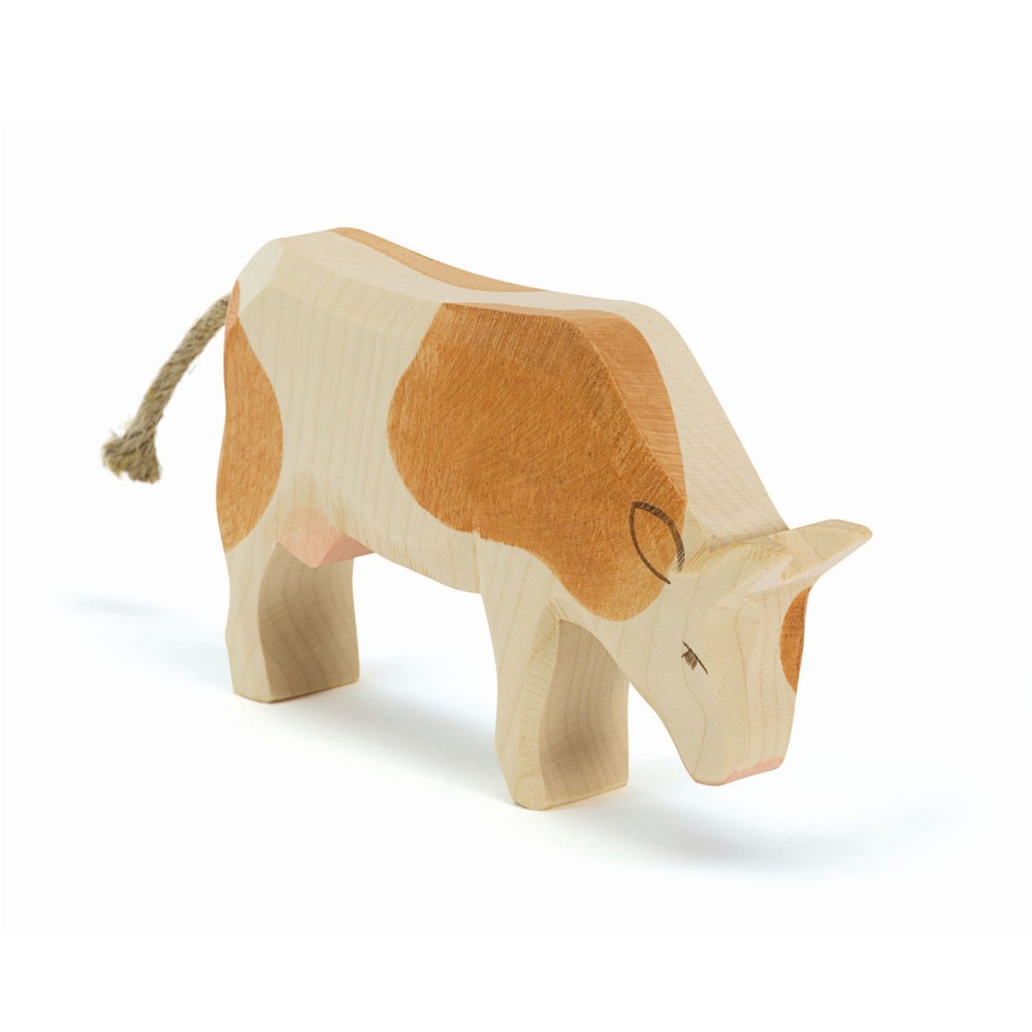 Brown Cow, Eating | Farm Animal Figure | Wooden Toys for Kids
